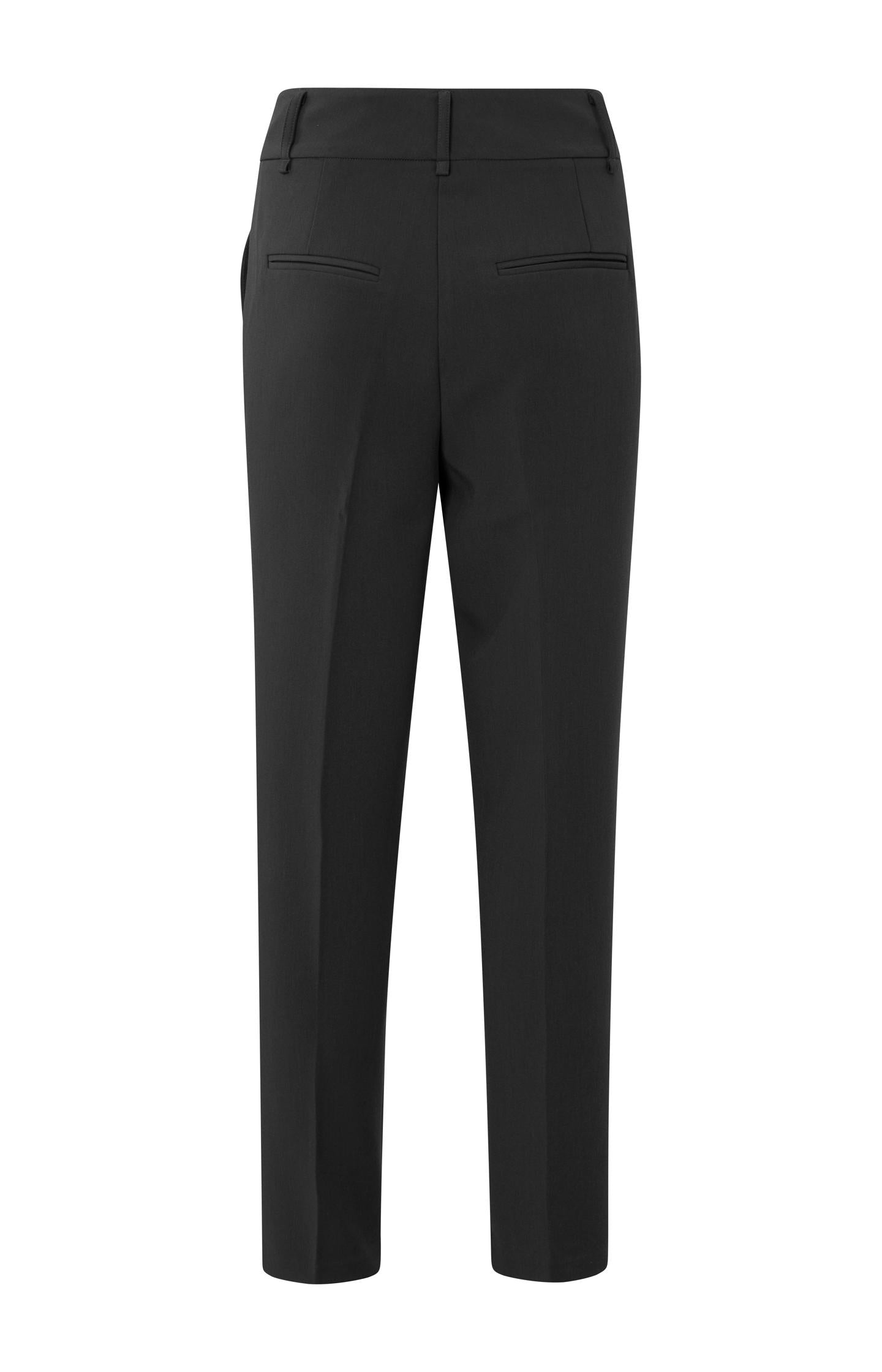 Black trousers with high waist and straight legs