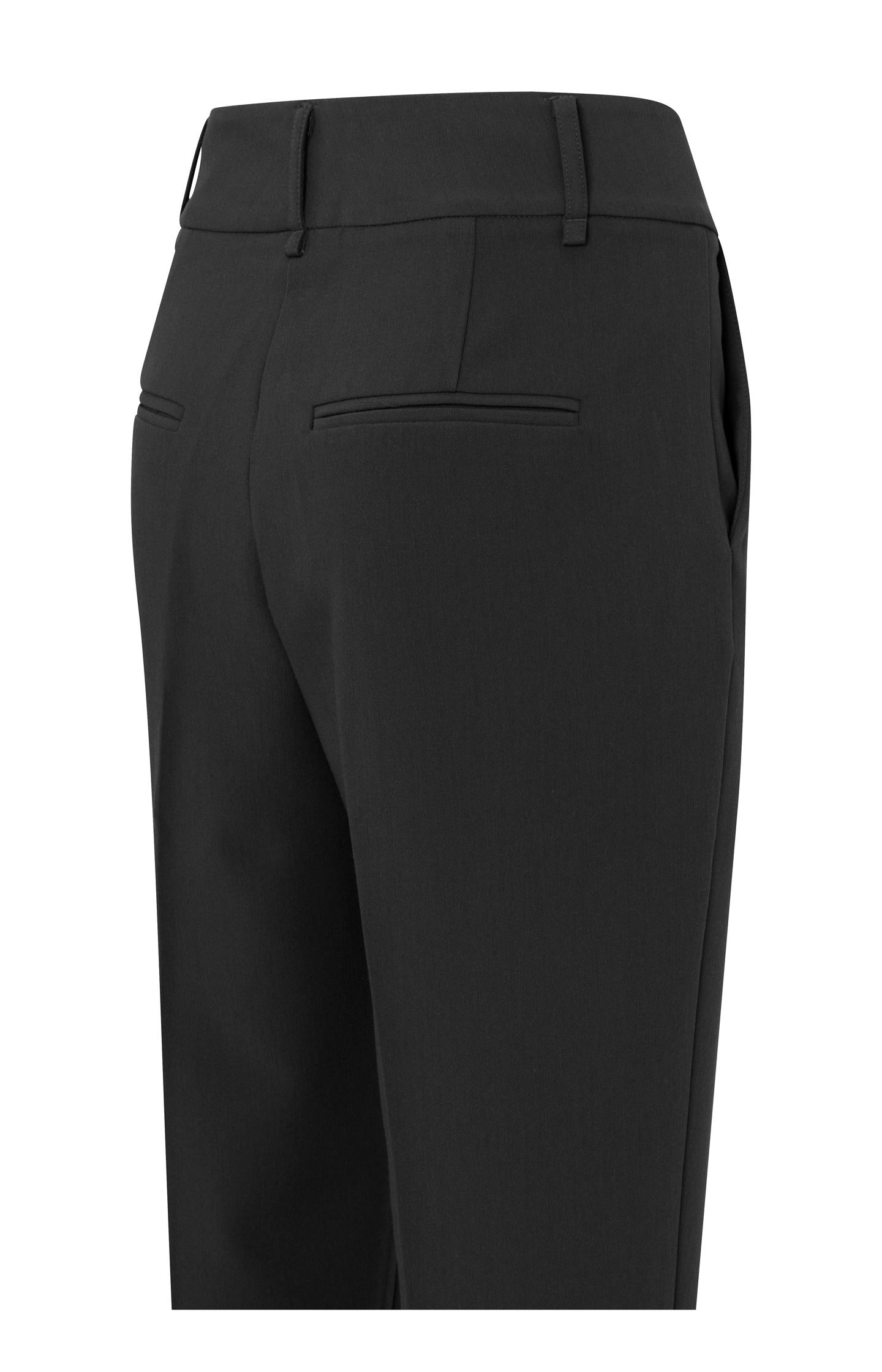 Black trousers with high waist and straight legs