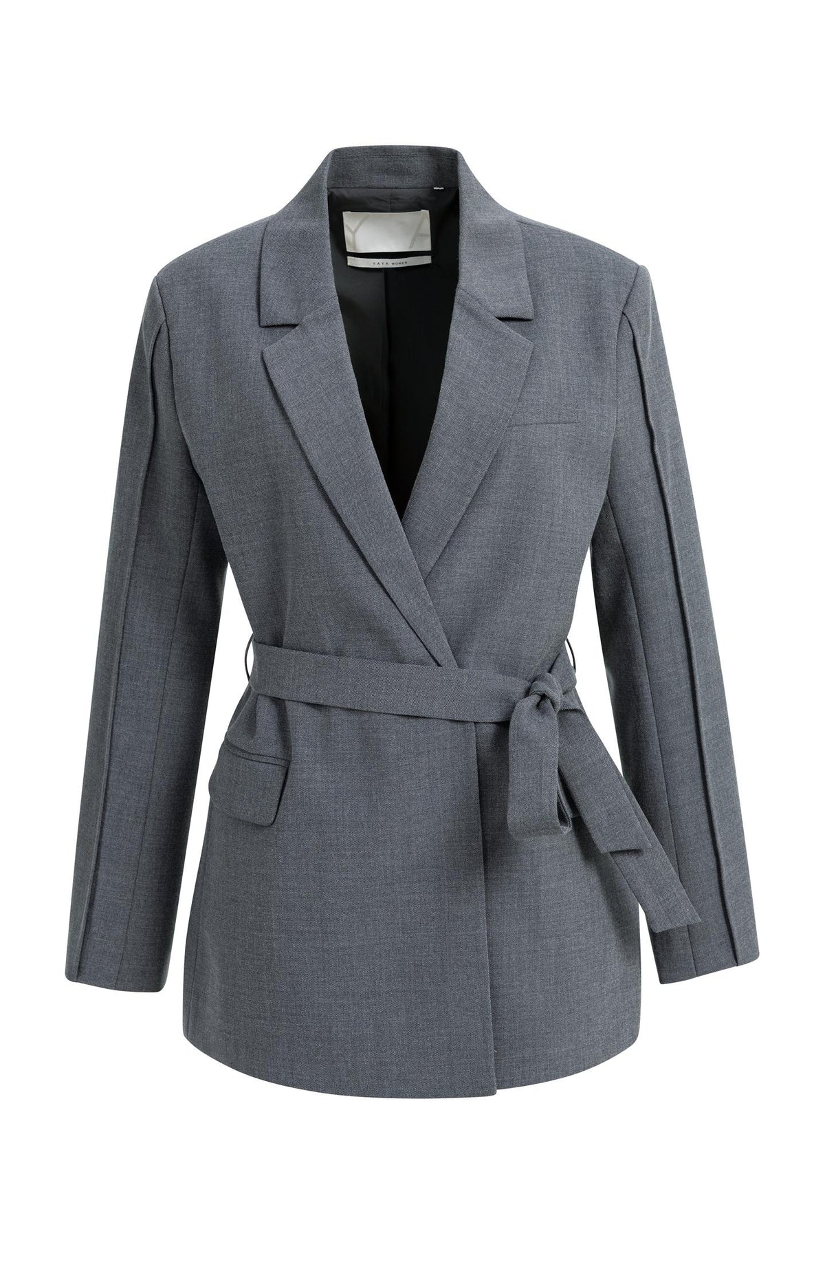 Blazer with belt detail - Medium Grey Melange