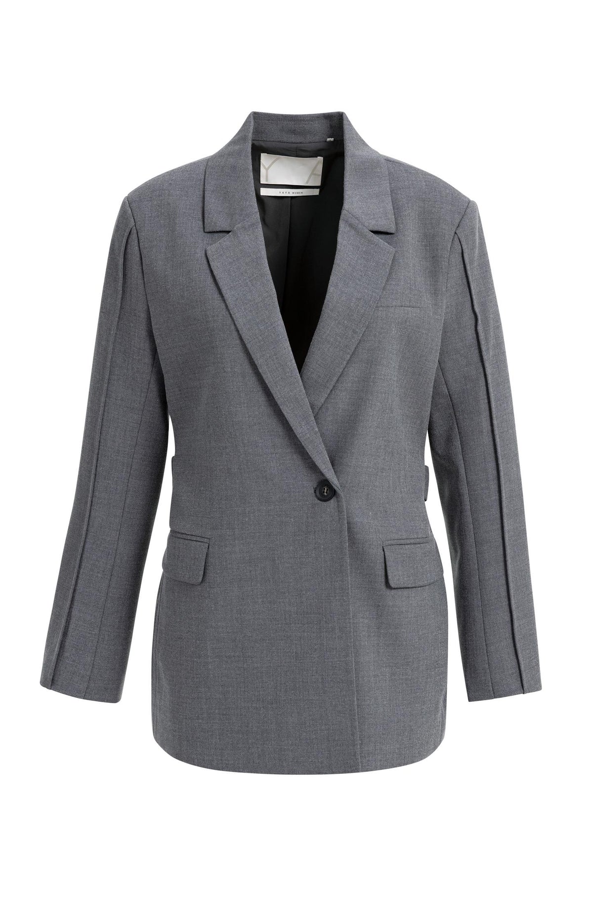 Blazer with belt detail - Medium Grey Melange