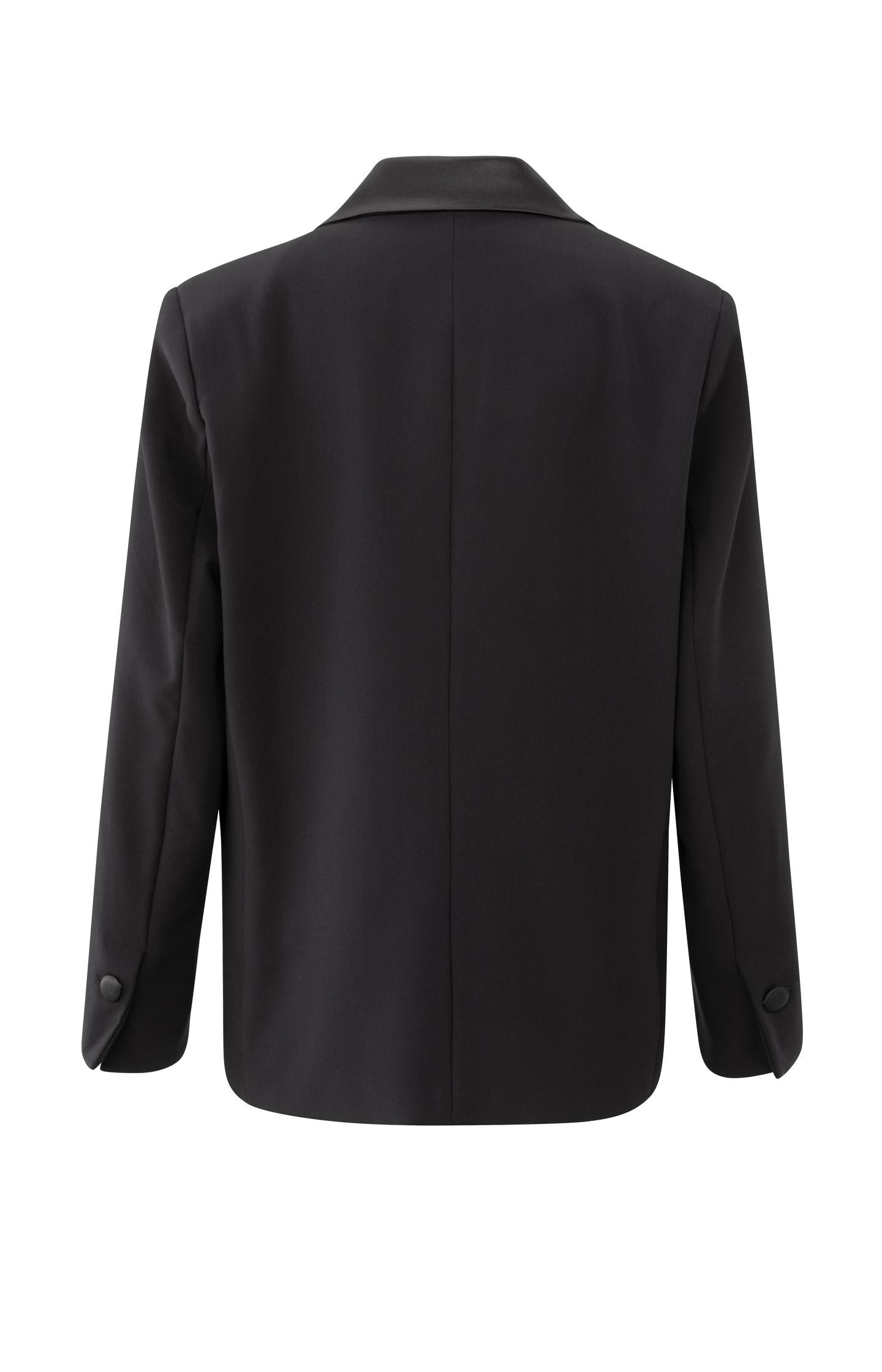 Blazer with satin details and waist effect