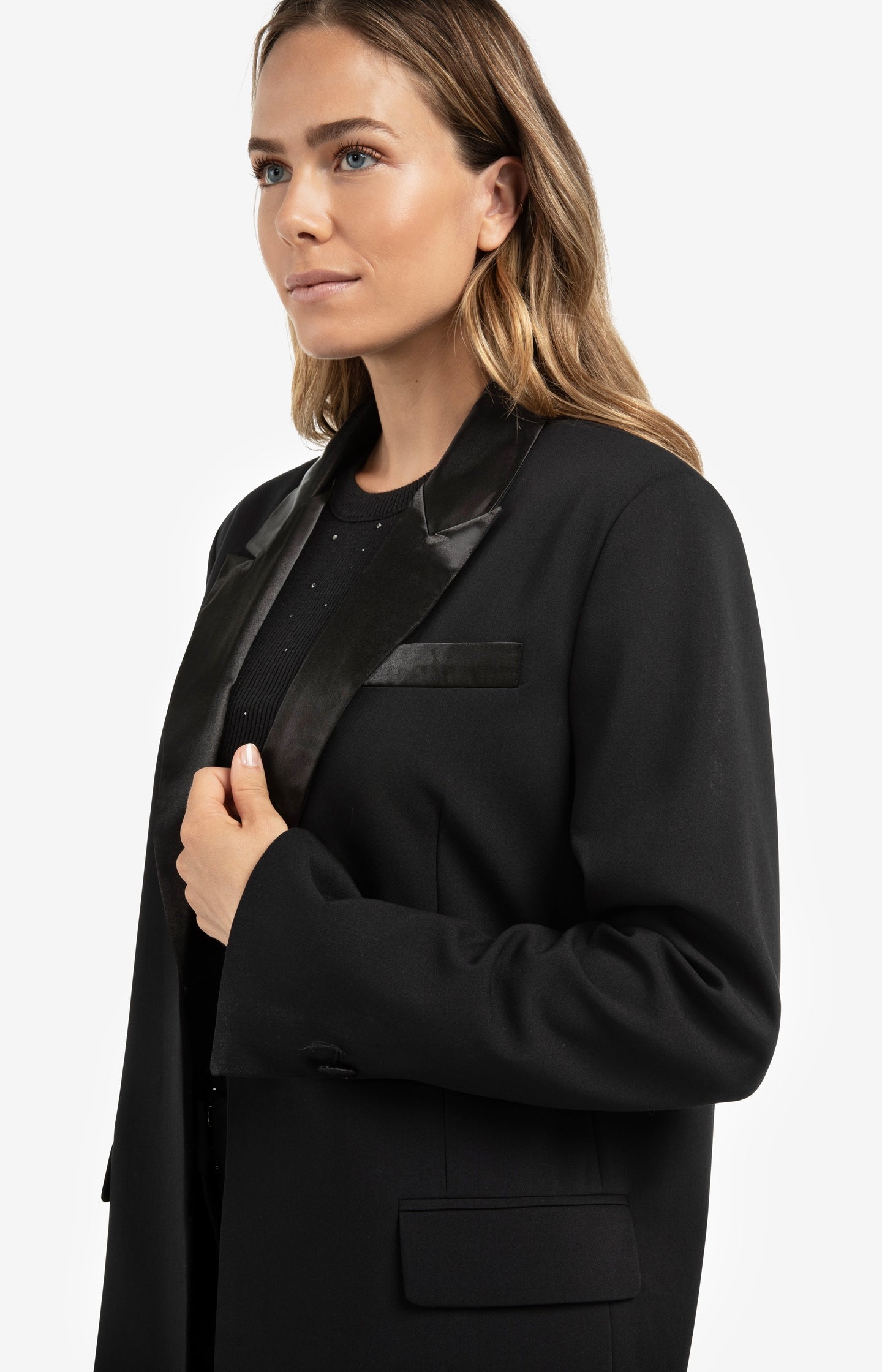 Blazer with satin details and waist effect