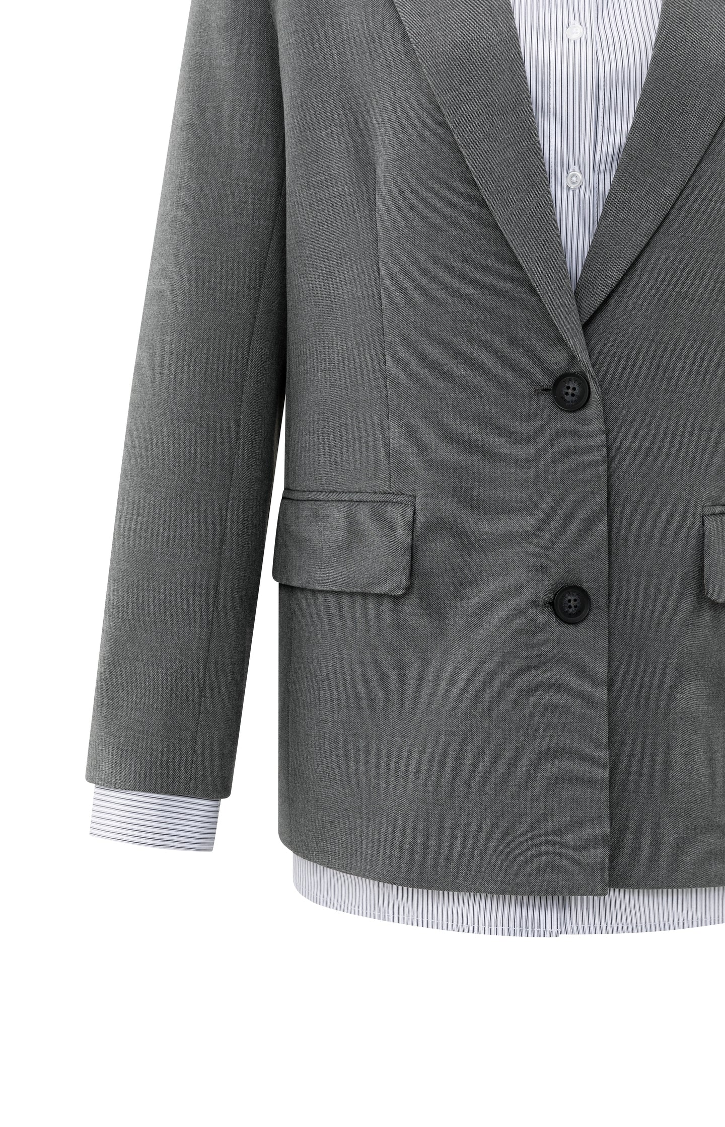 Blazer with sleeveless striped blouse