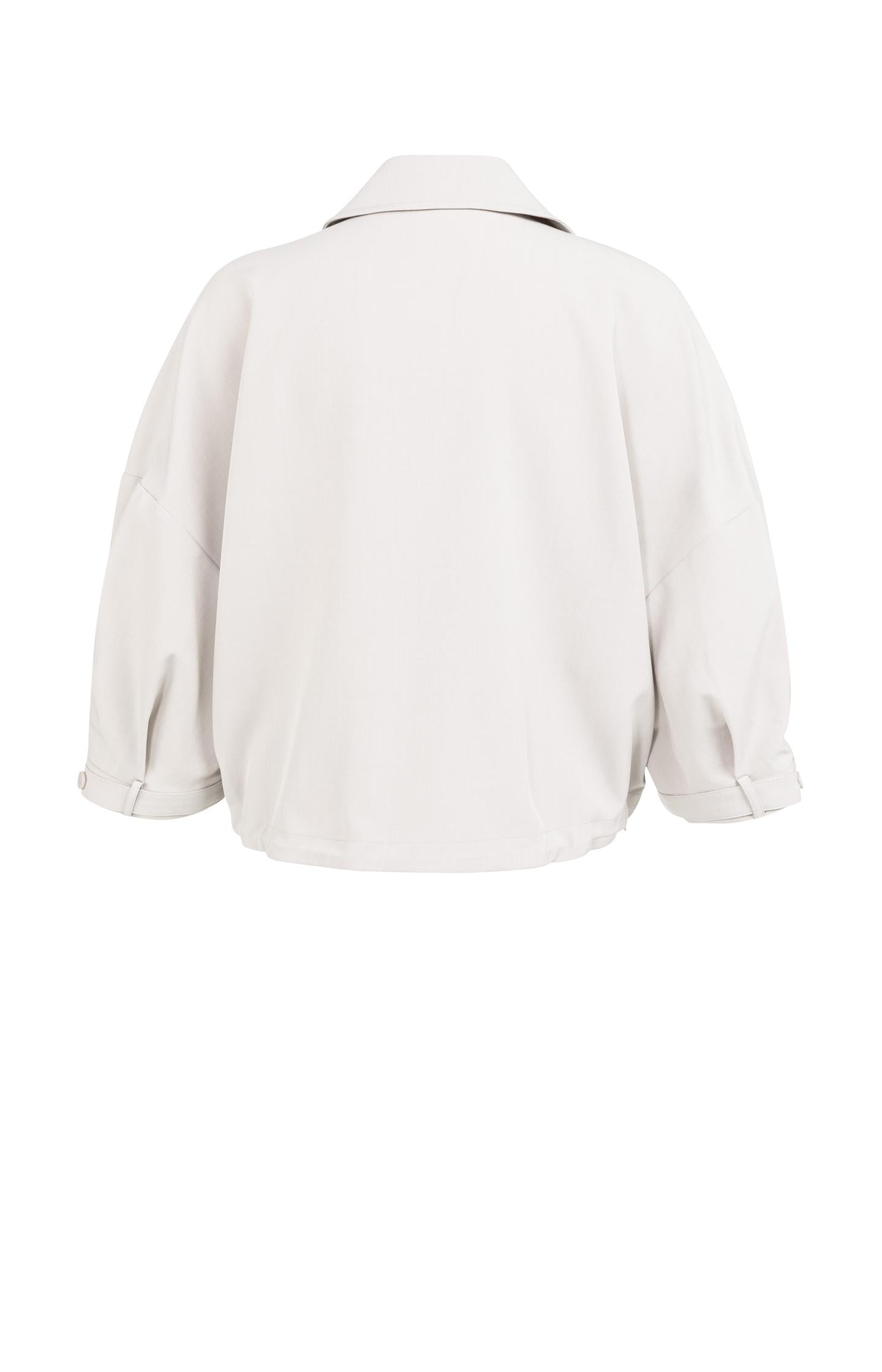 Blouse jacket with adjustable waistband and pockets