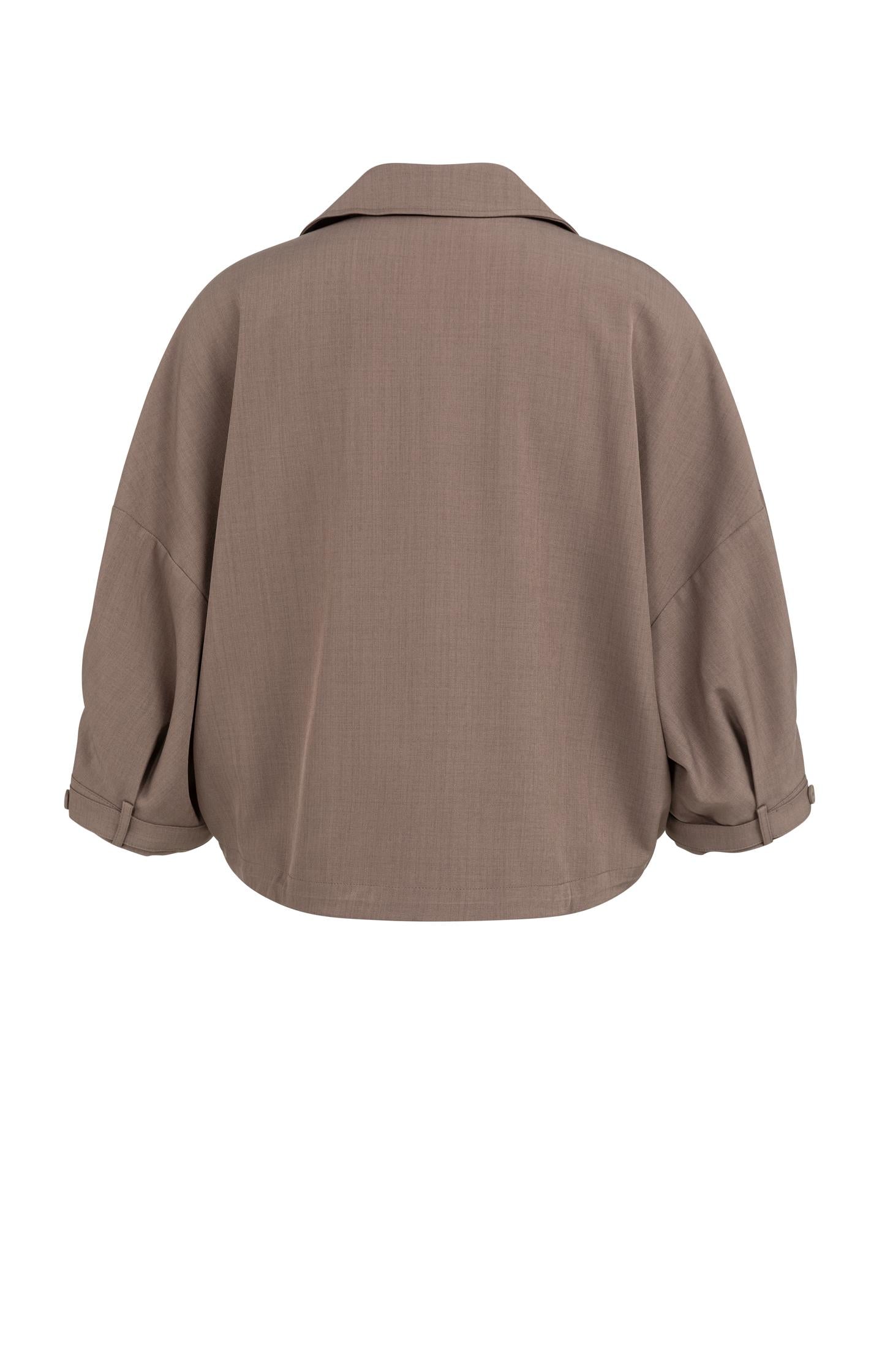 Blouse jacket with adjustable waistband and pockets