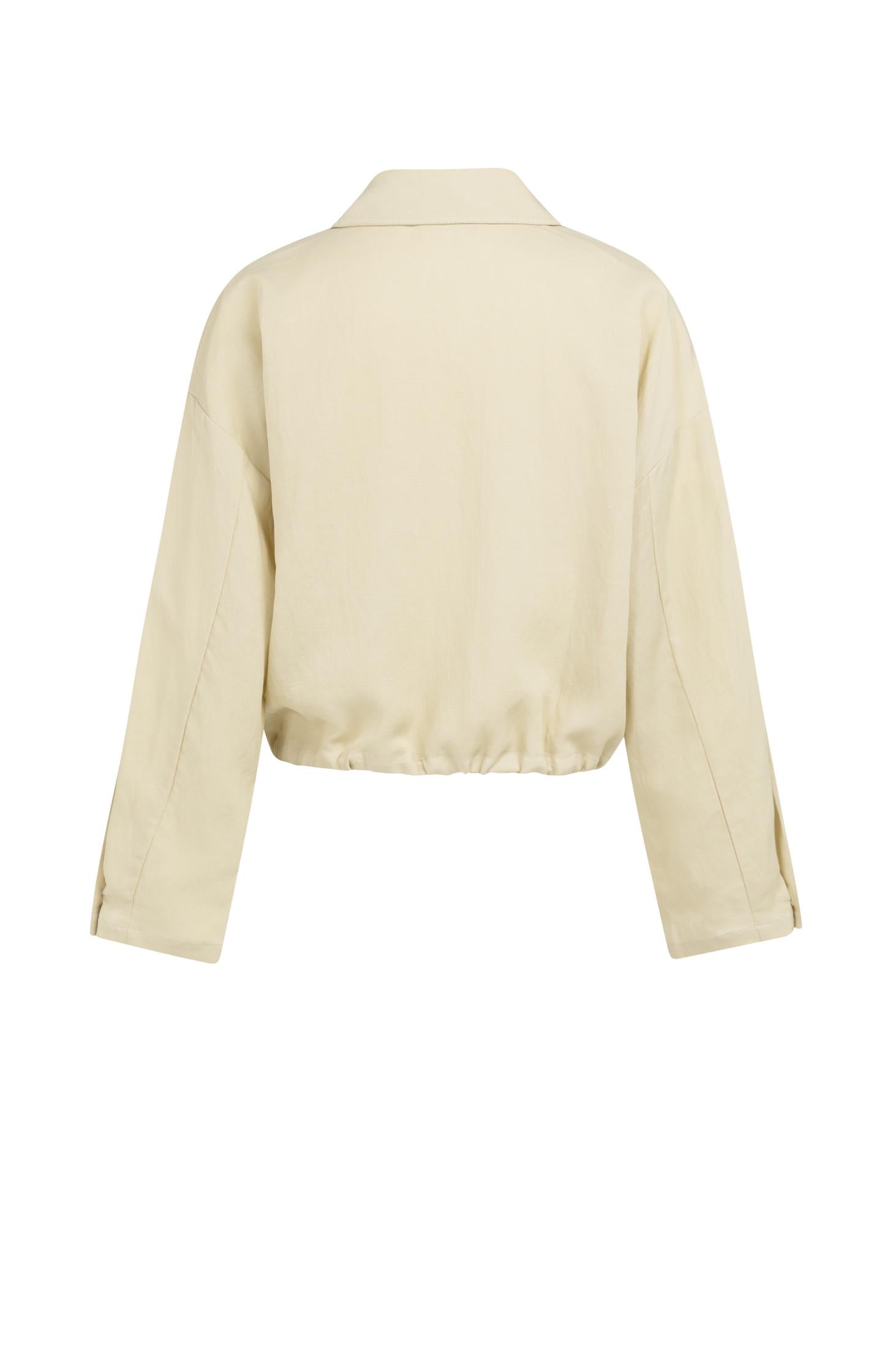 Blouse jacket with drawstring and hidden buttons