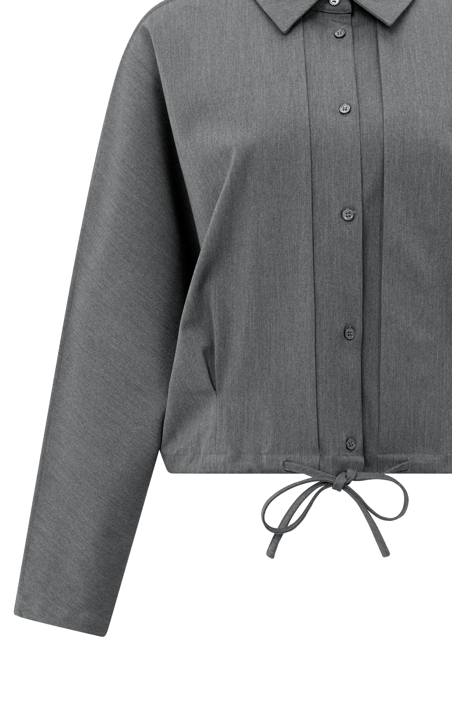 Blouse jacket with waist pleats and tie closure