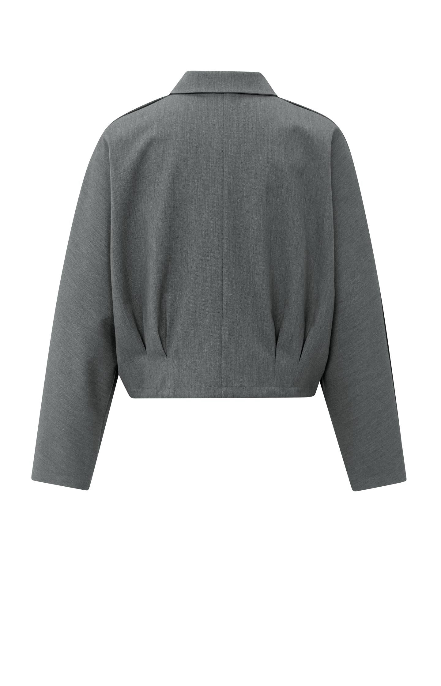 Blouse jacket with waist pleats and tie closure