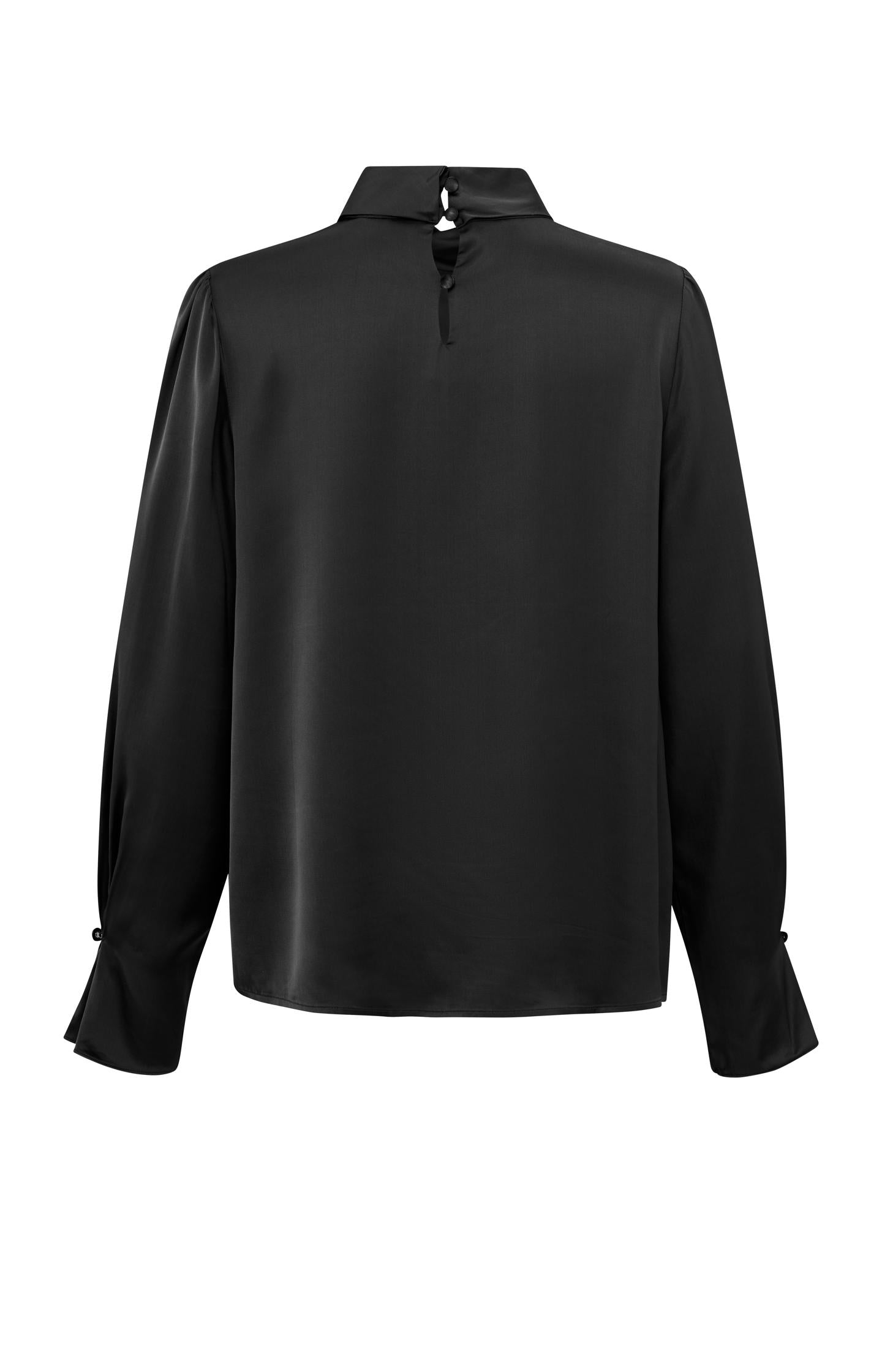 Blouse with pleats and turtleneck