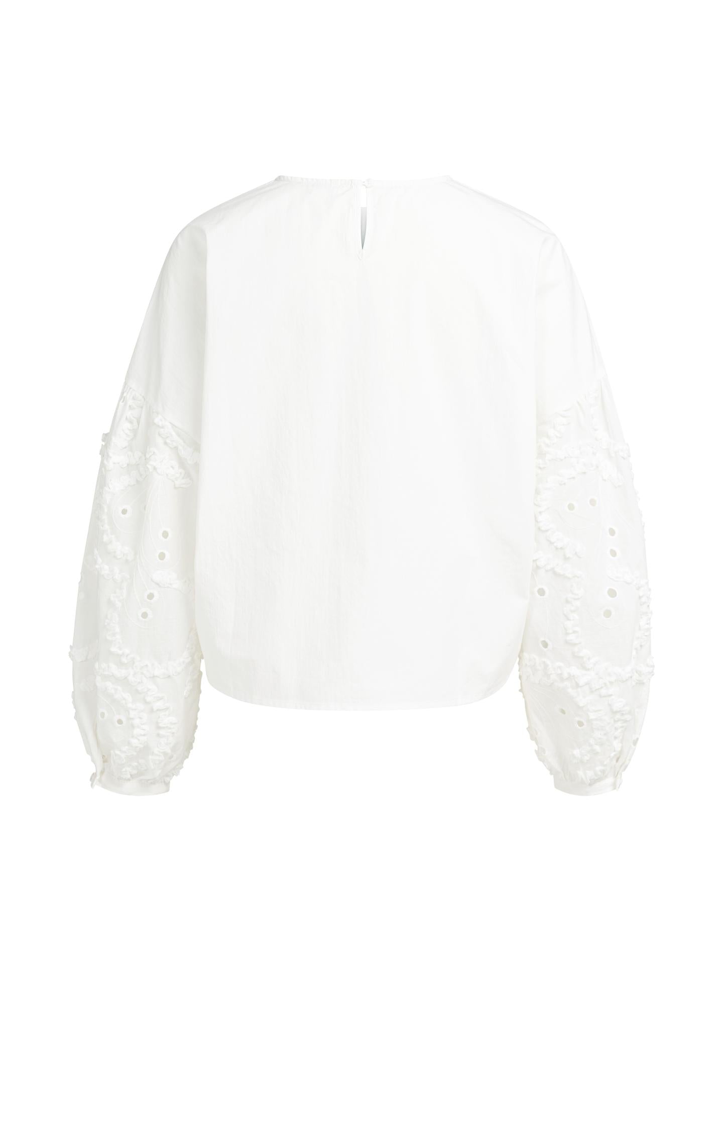 Blouse met geborduurde mouwen en ronde hals