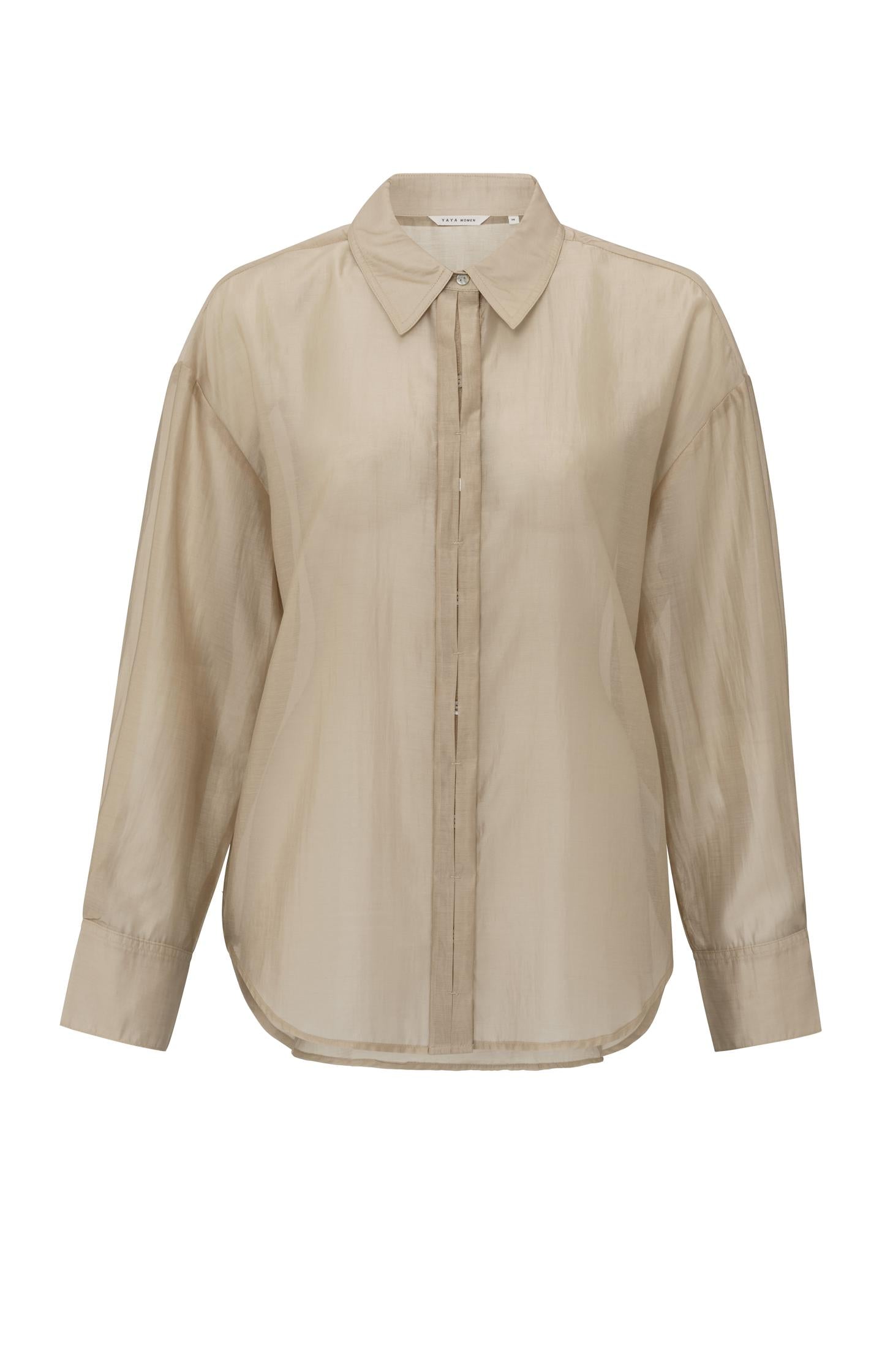 Blouse with hidden button placket and loose fit - Type: product