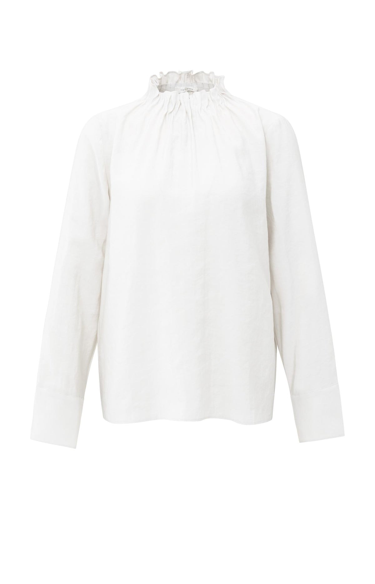Blouse with high neck and pleated details - Pure White