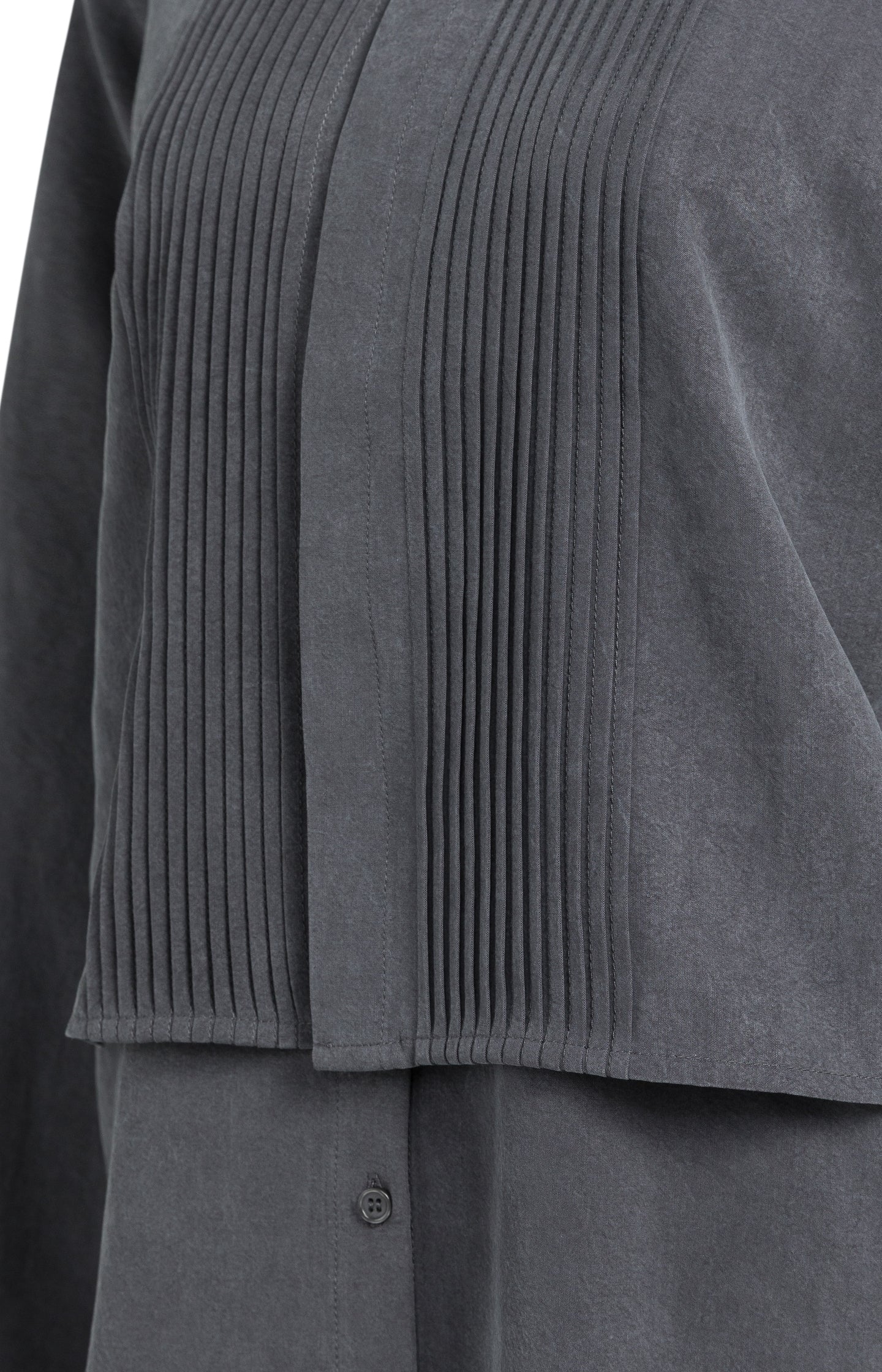 Blouse with layered gilet and pleated details
