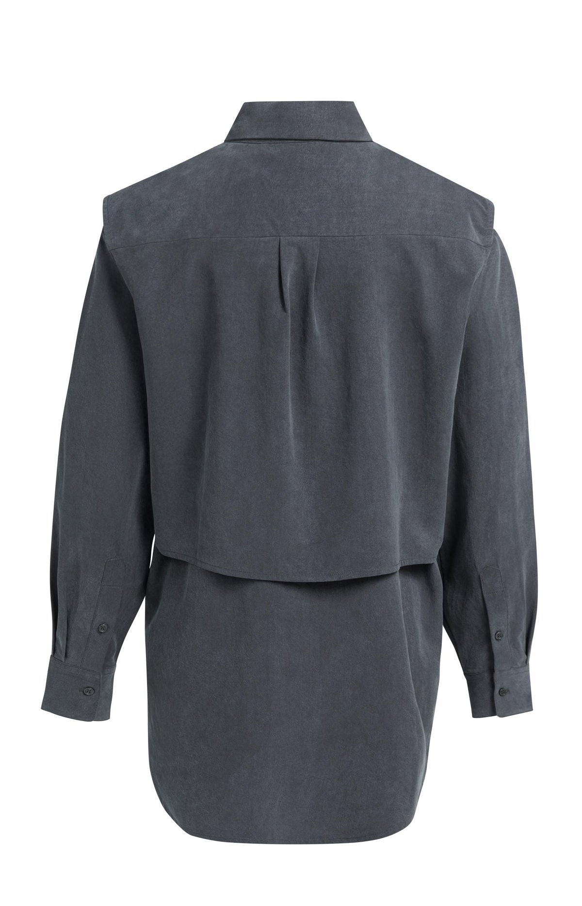 Blouse with layered gilet and pleated details