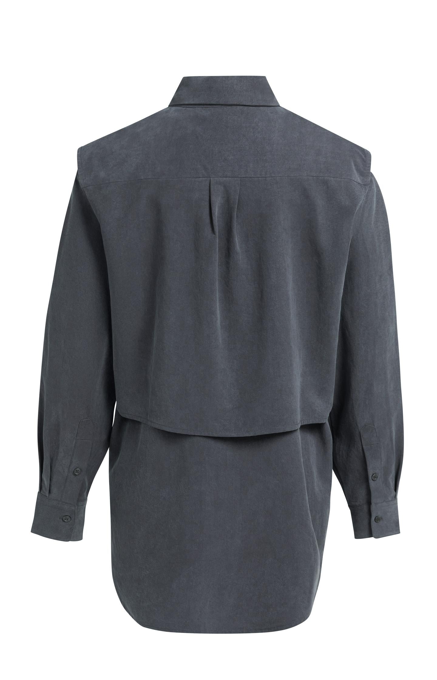 Blouse with layered gilet and pleated details