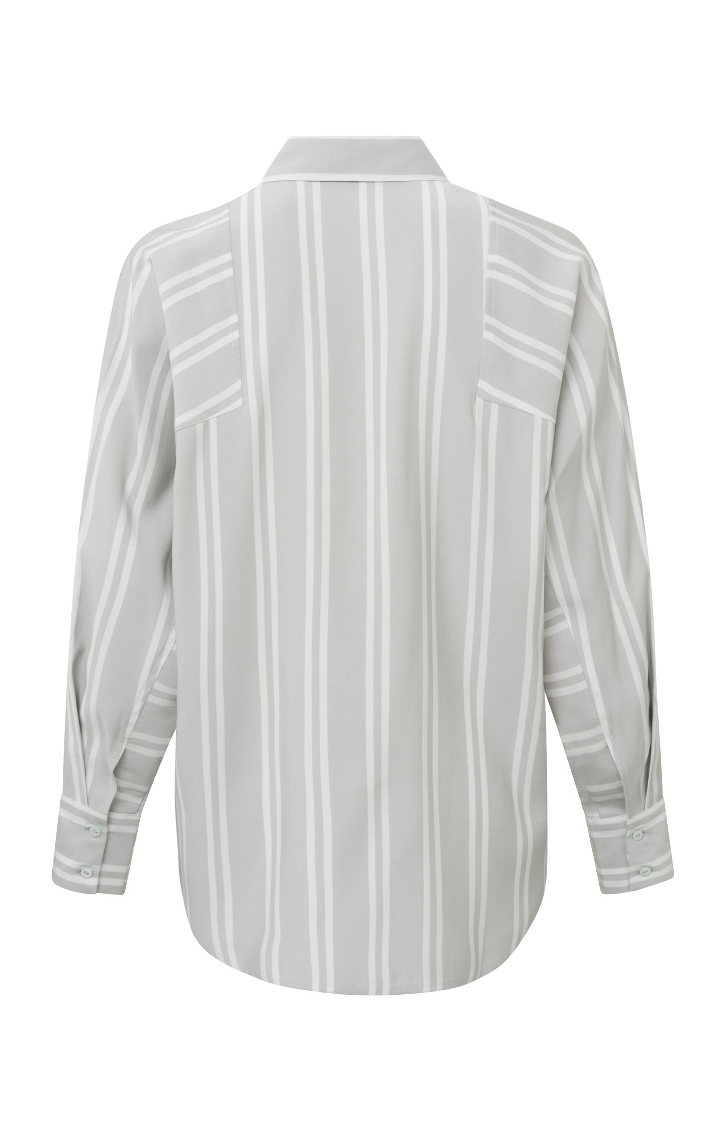 Blouse with long sleeves, buttons and asymmetric stripes