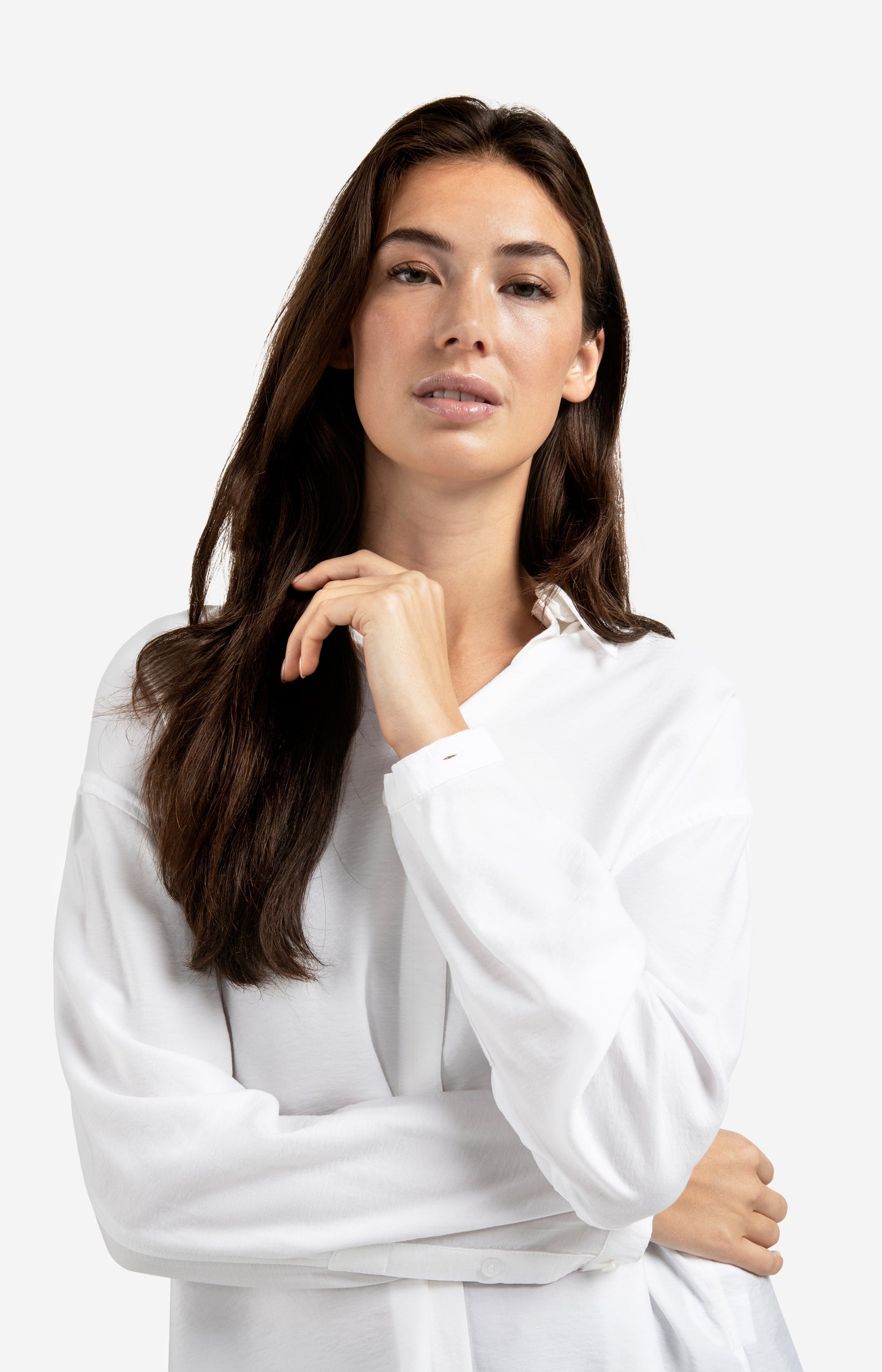 Blouse with removable collar and cuffs