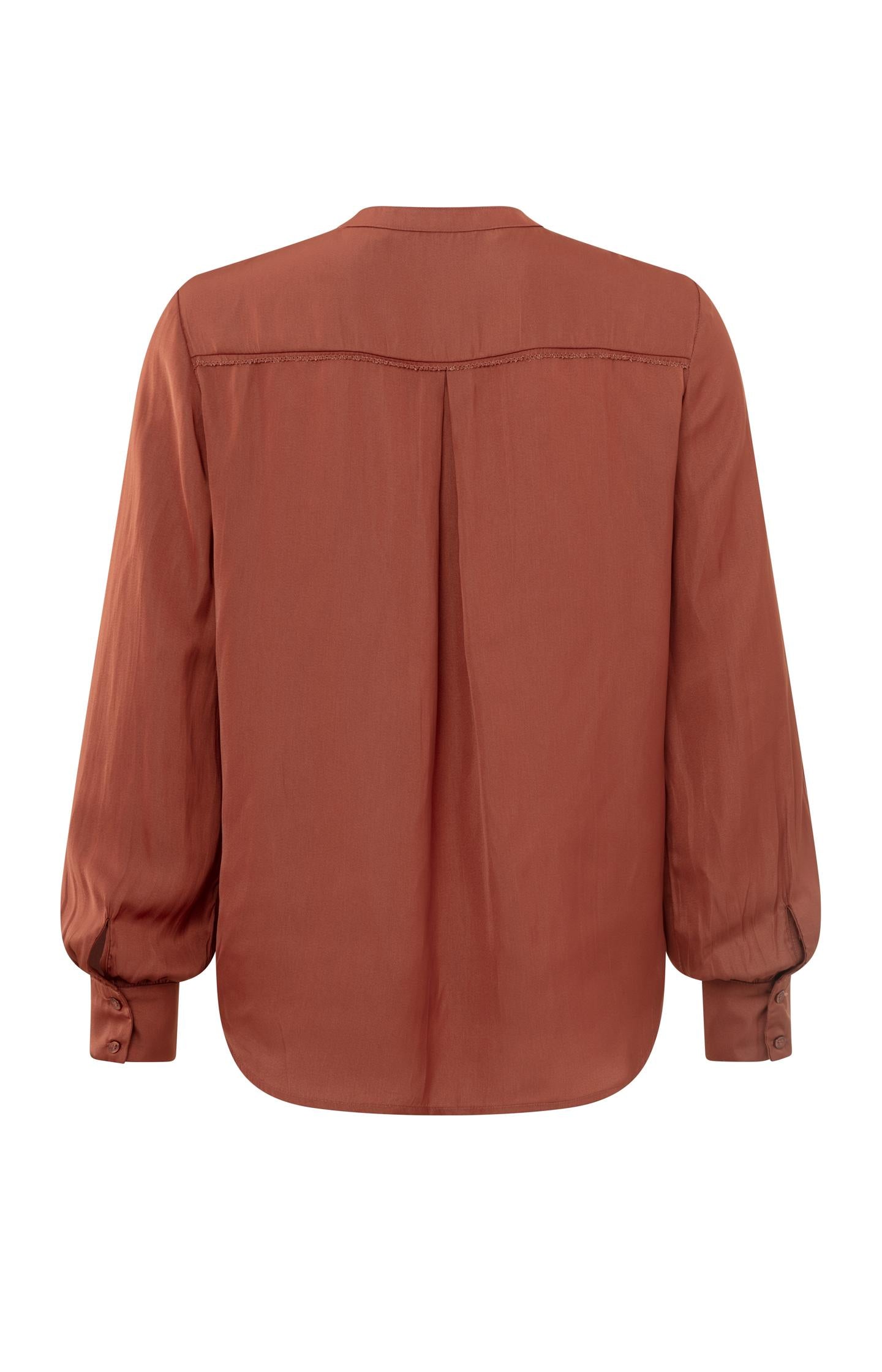 Blouse with round neck, balloon sleeves and scallop edge - Arabian Spice Red