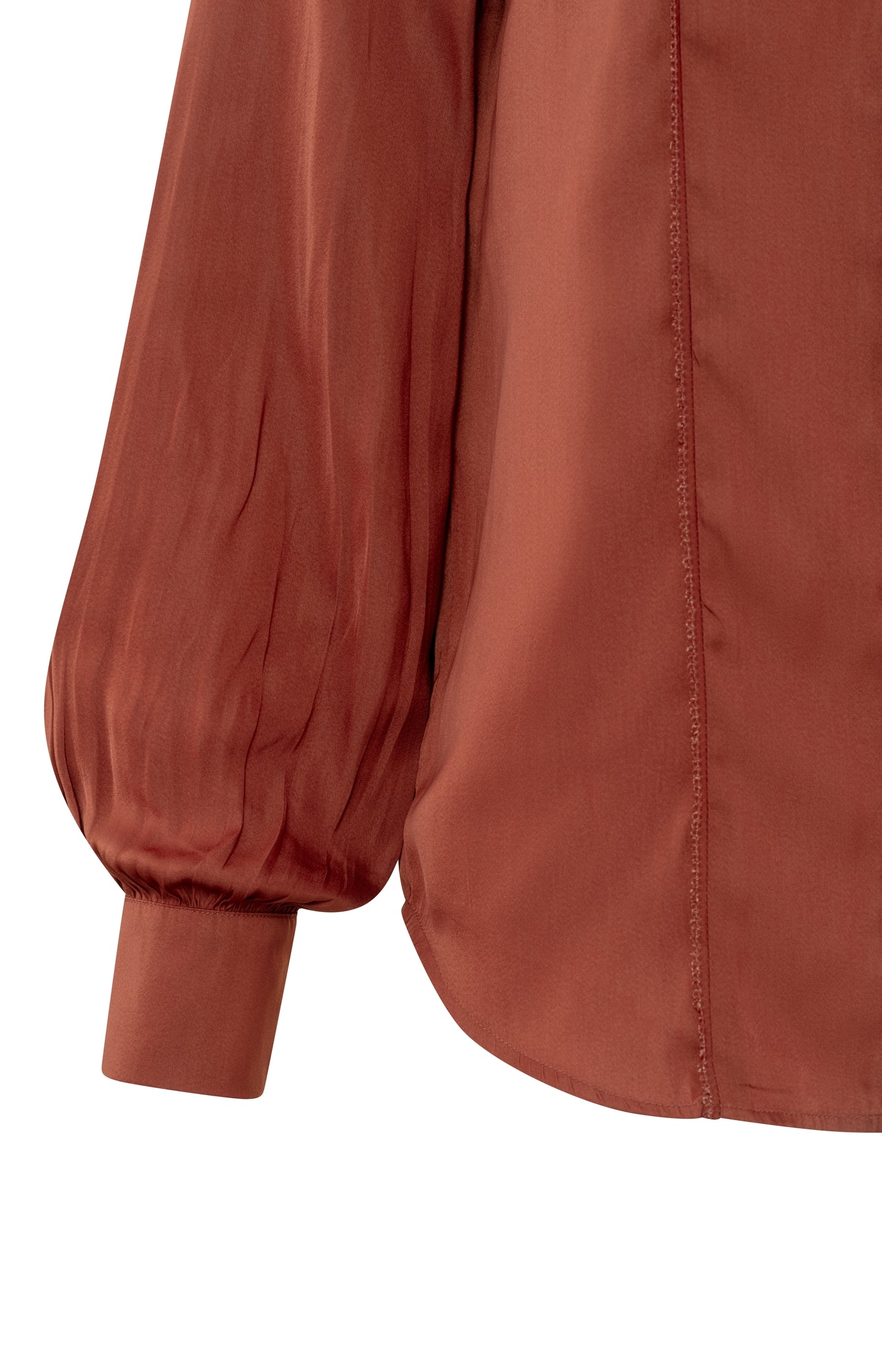 Blouse with round neck, balloon sleeves and scallop edge - Arabian Spice Red