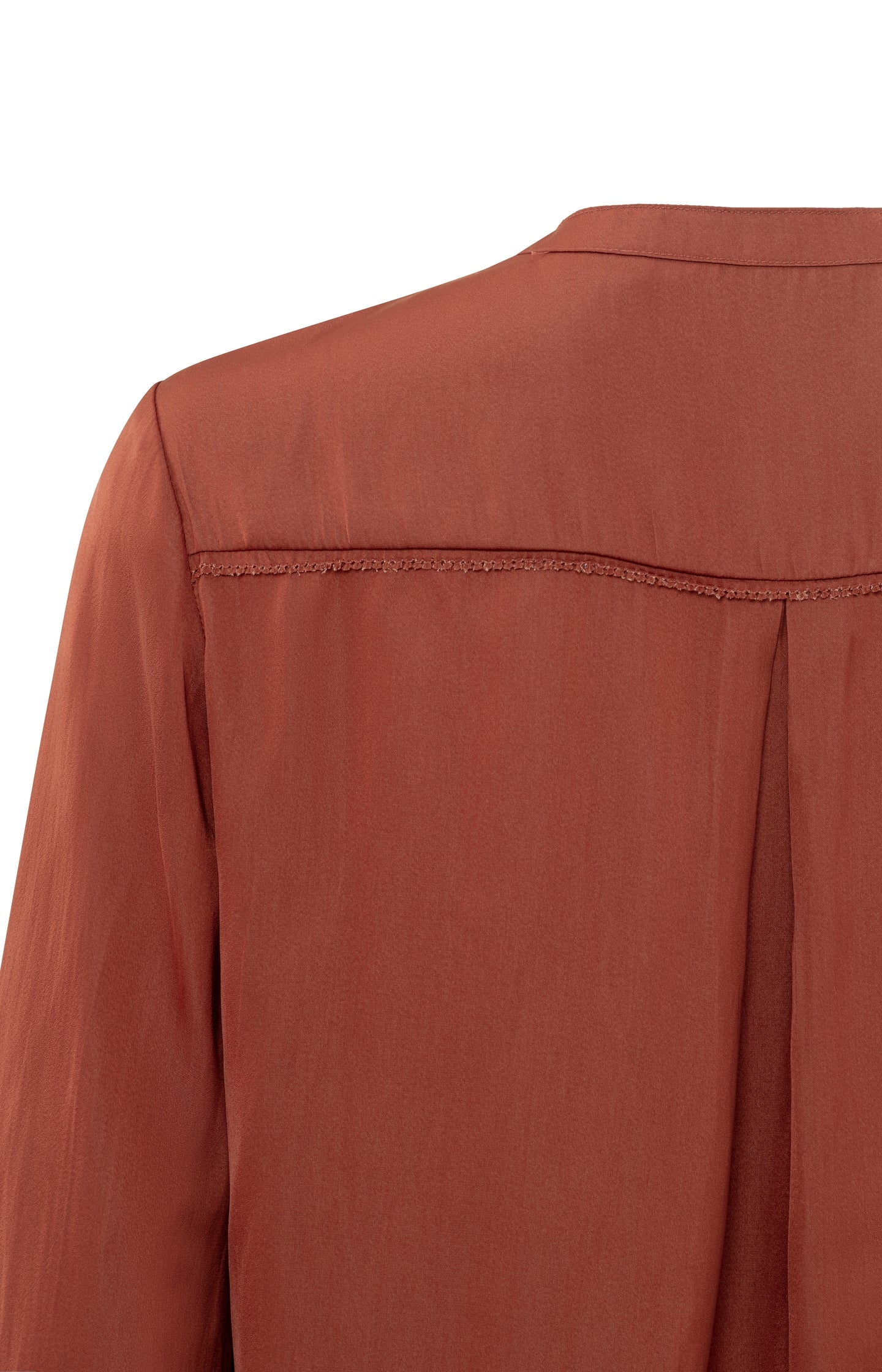 Blouse with round neck, balloon sleeves and scallop edge - Arabian Spice Red