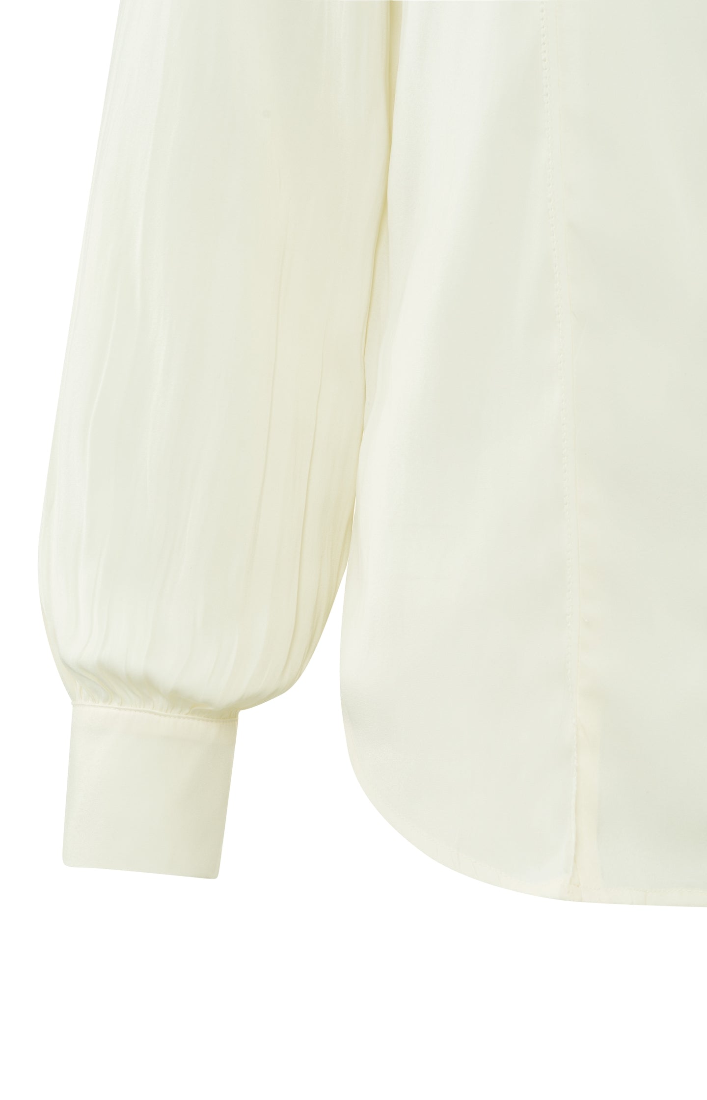 Blouse with round neck, balloon sleeves and scallop edge - Ivory White