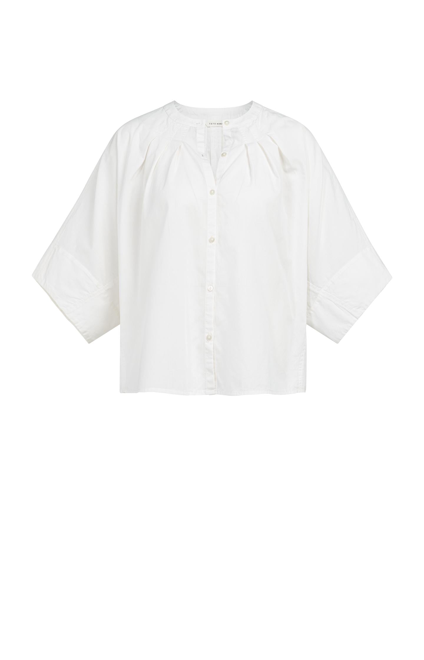 Blouse with short batwing sleeves and pleat details - Type: product