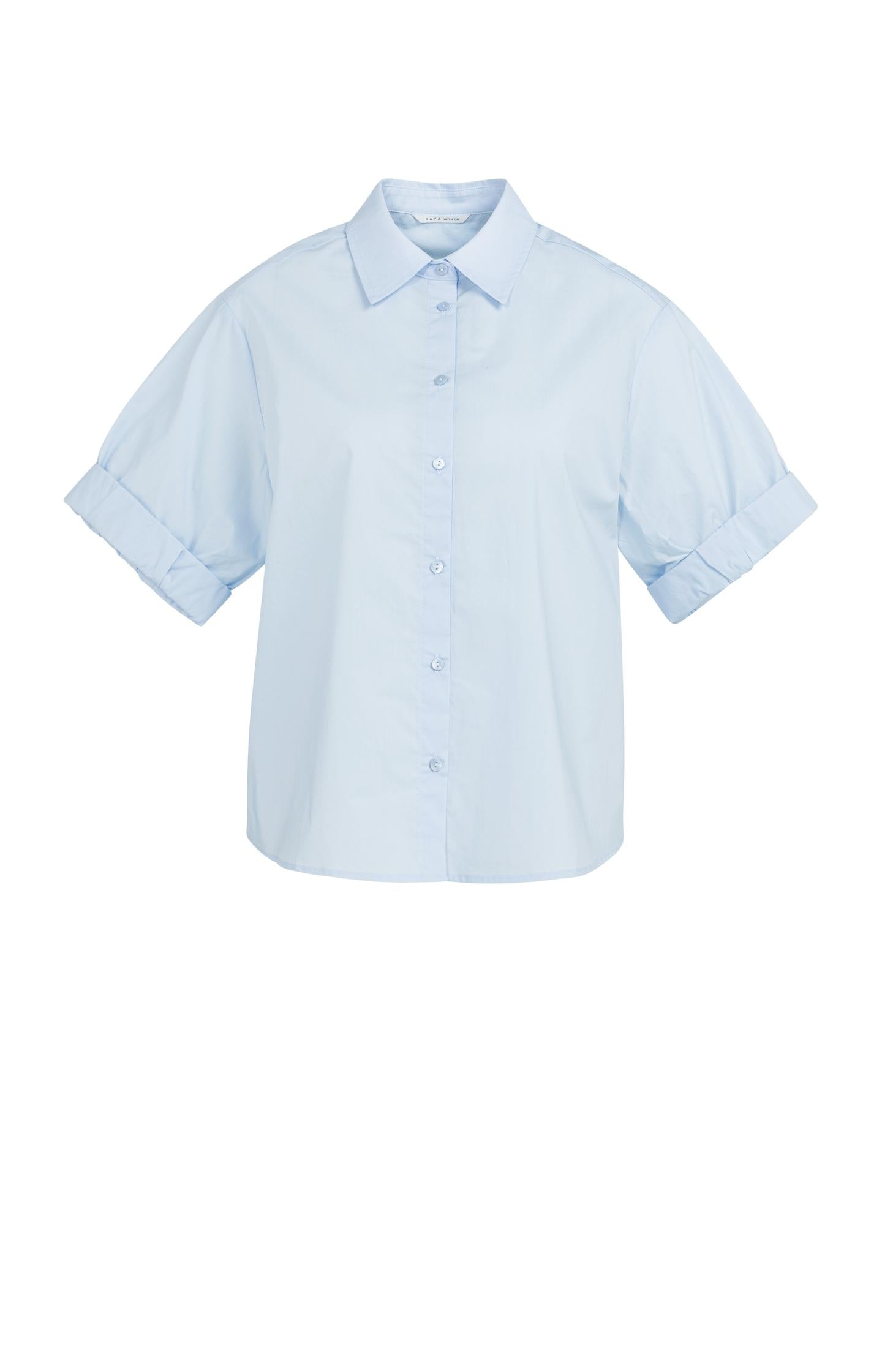 Blouse with short rolled-up sleeves and collar - Type: product