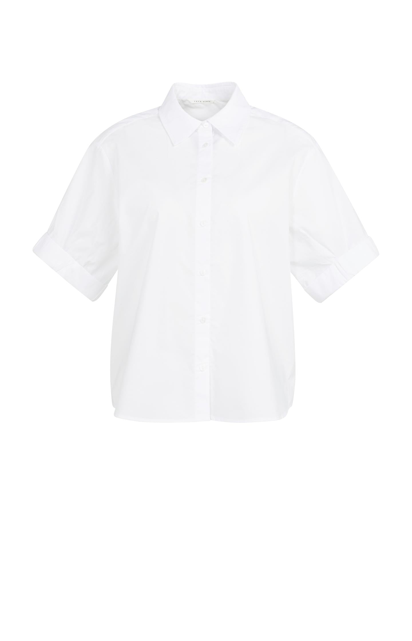 Blouse with short rolled-up sleeves and collar - Type: product