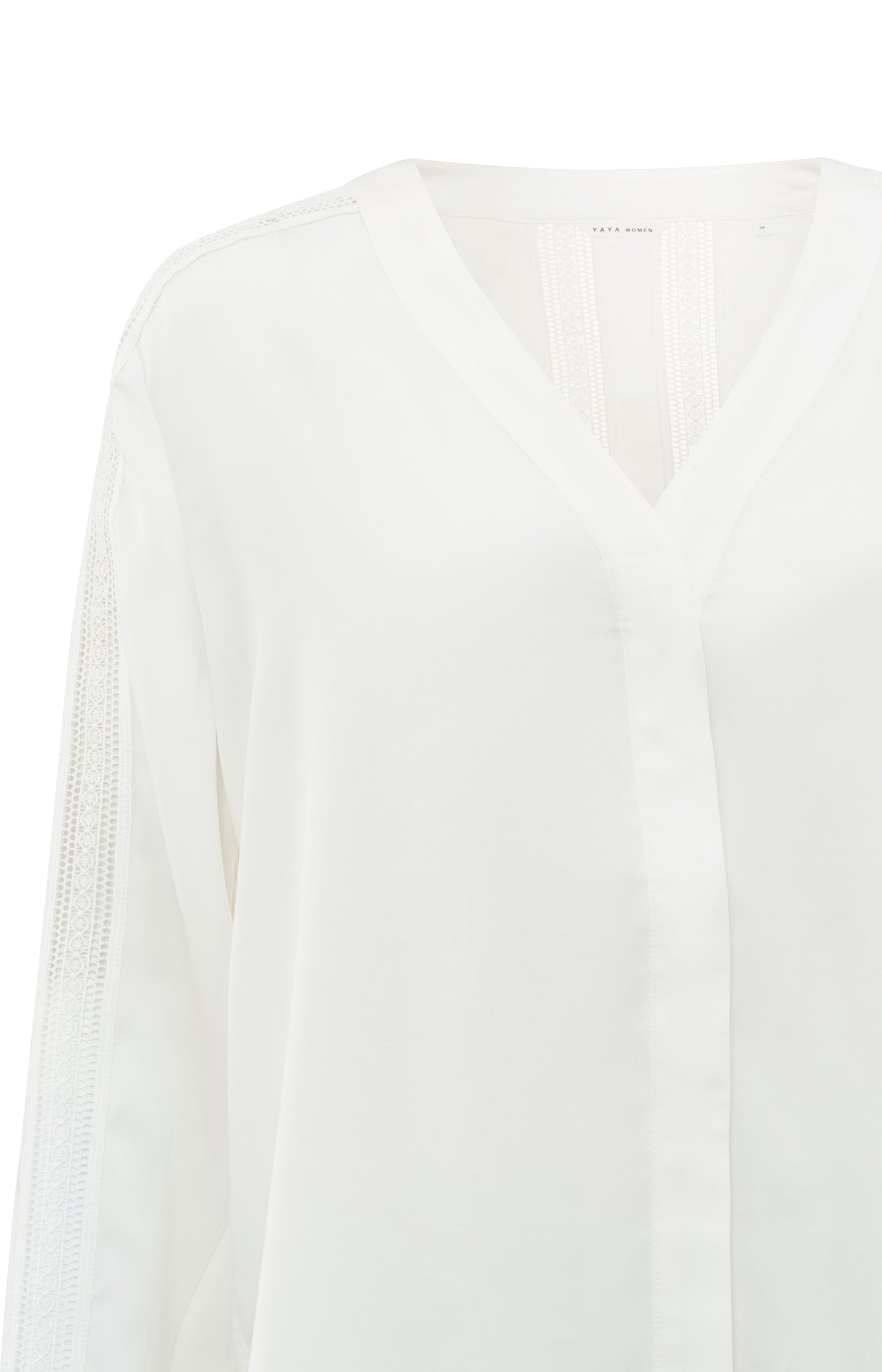 Blouse with V-neck, long detailed sleeves and buttons