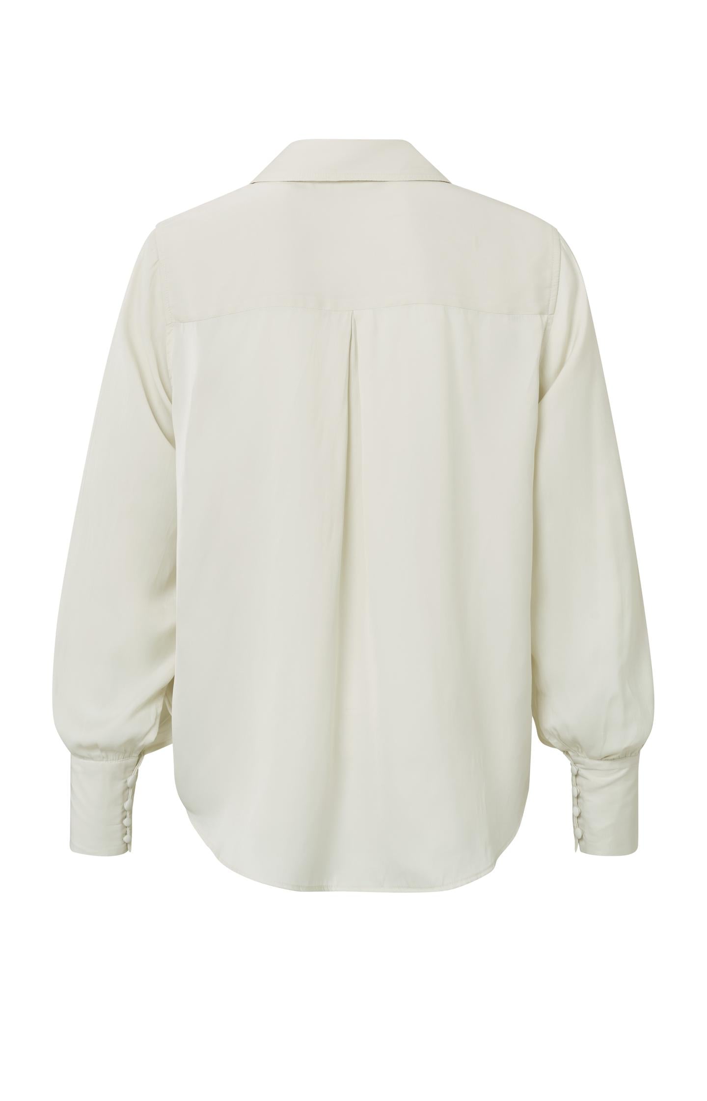 Blouse with V-neck, long sleeves and button details