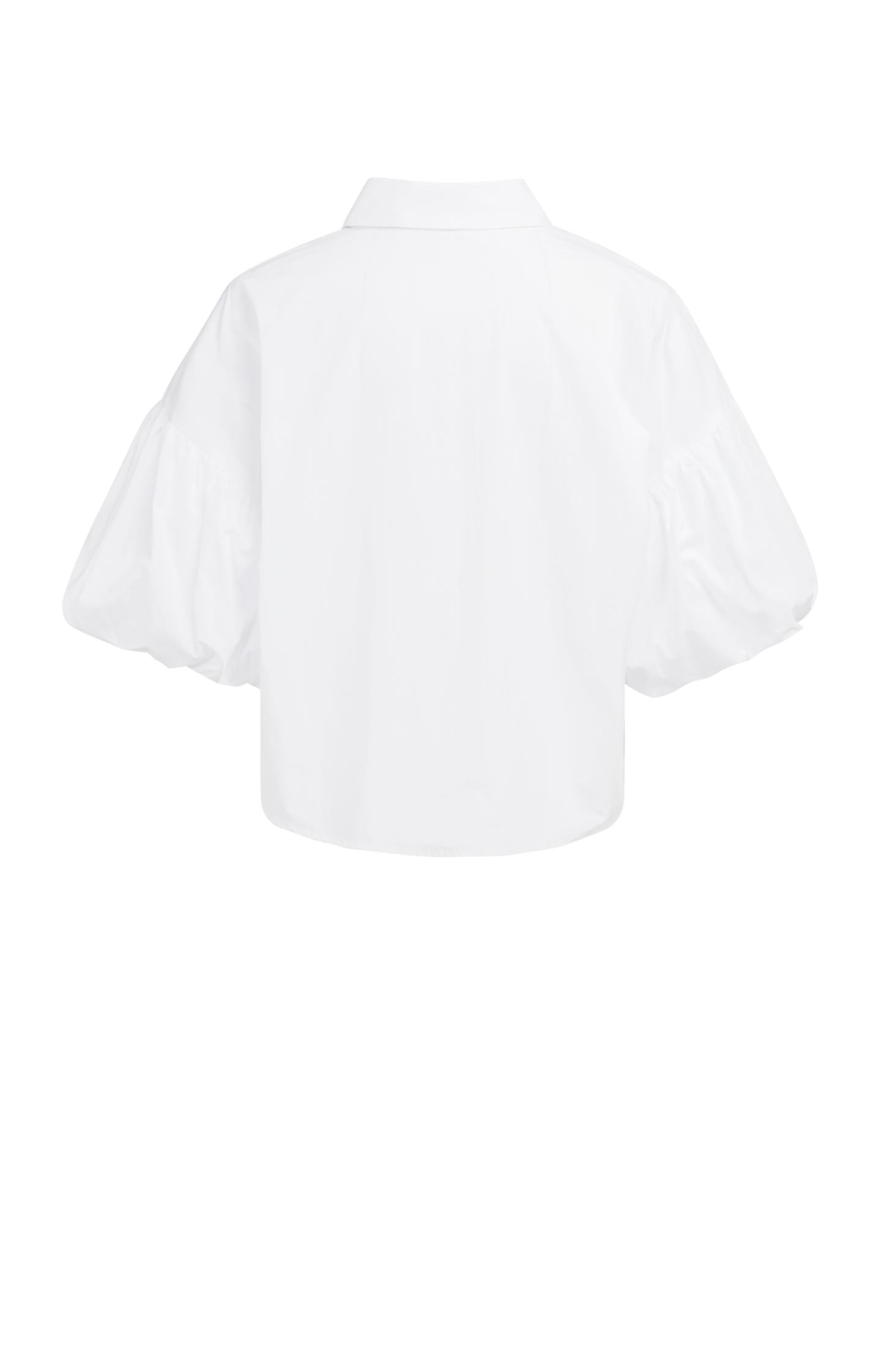 Blouse with voluminous balloon sleeves and classic collar