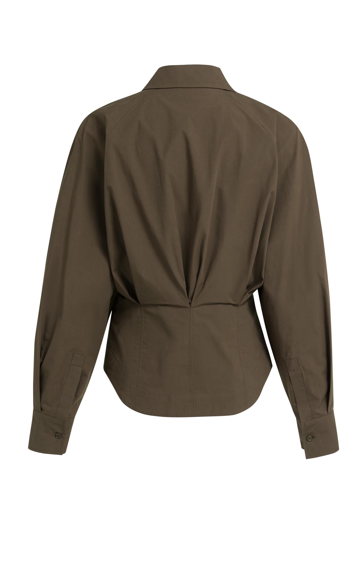 Blouse with waist accent and pleat detail