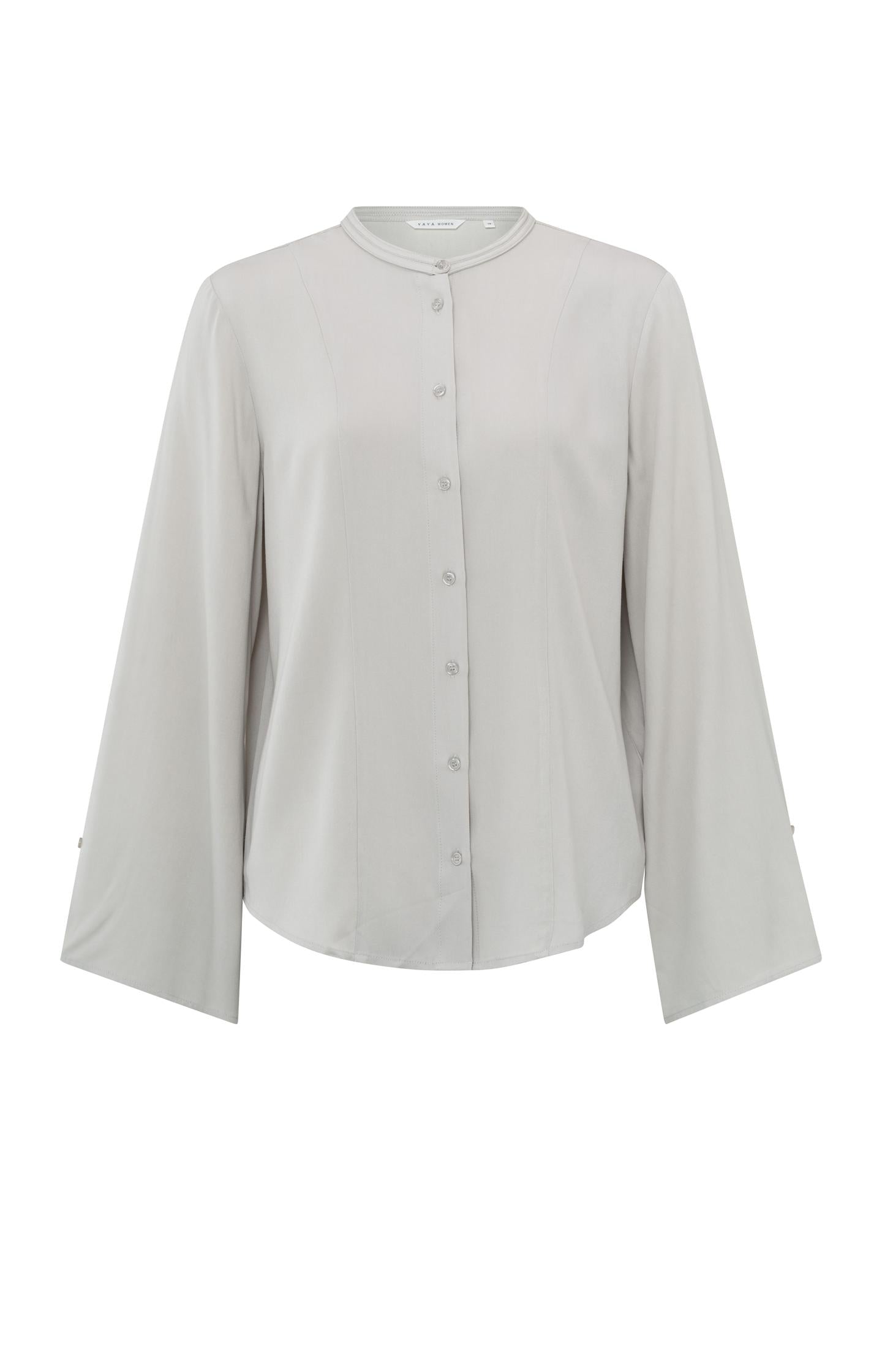 Blouse with wide sleeves, buttons and subtly pleated back - Type: product