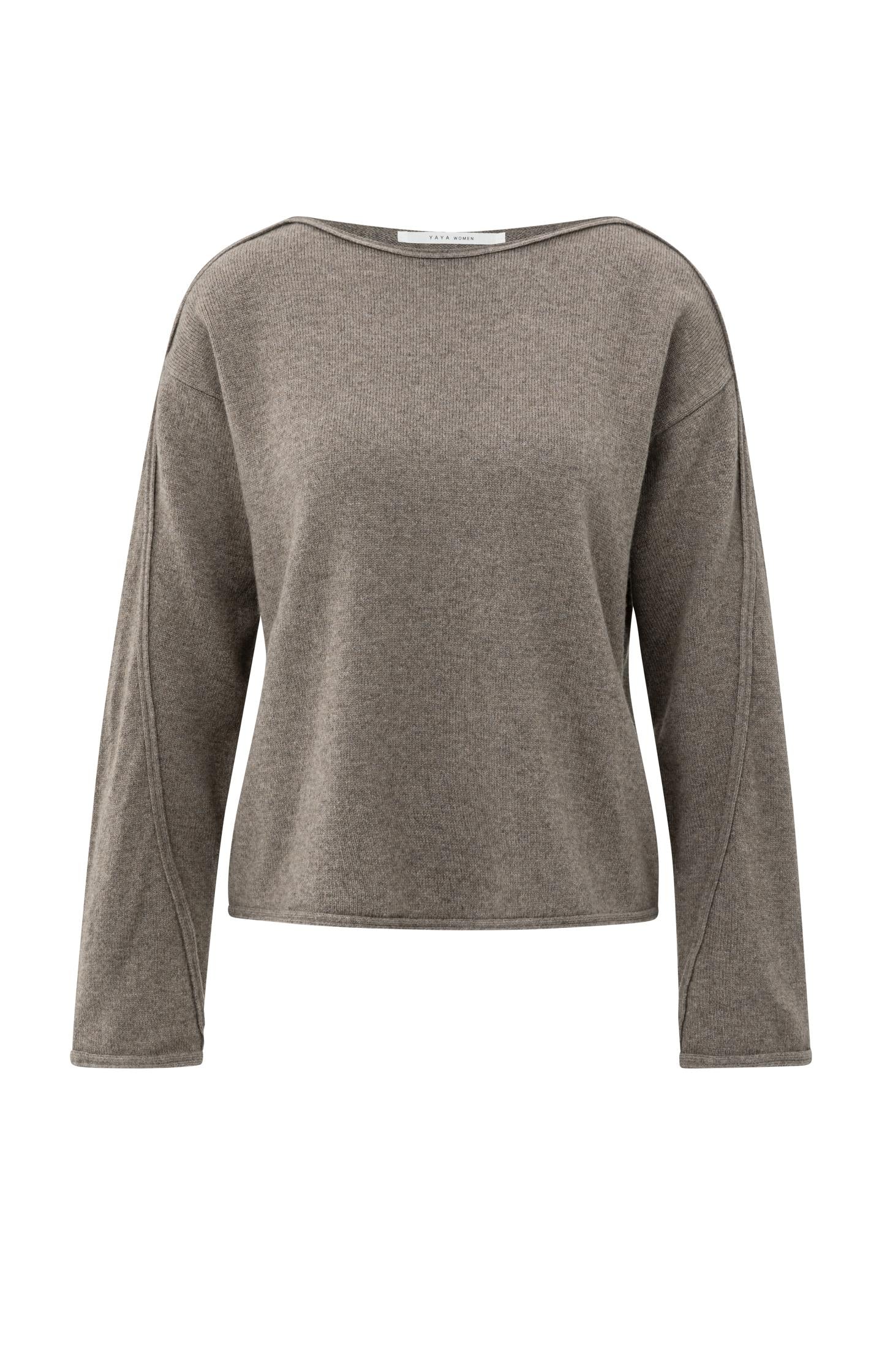 Boat neck sweater with refined decorative seams - Type: product
