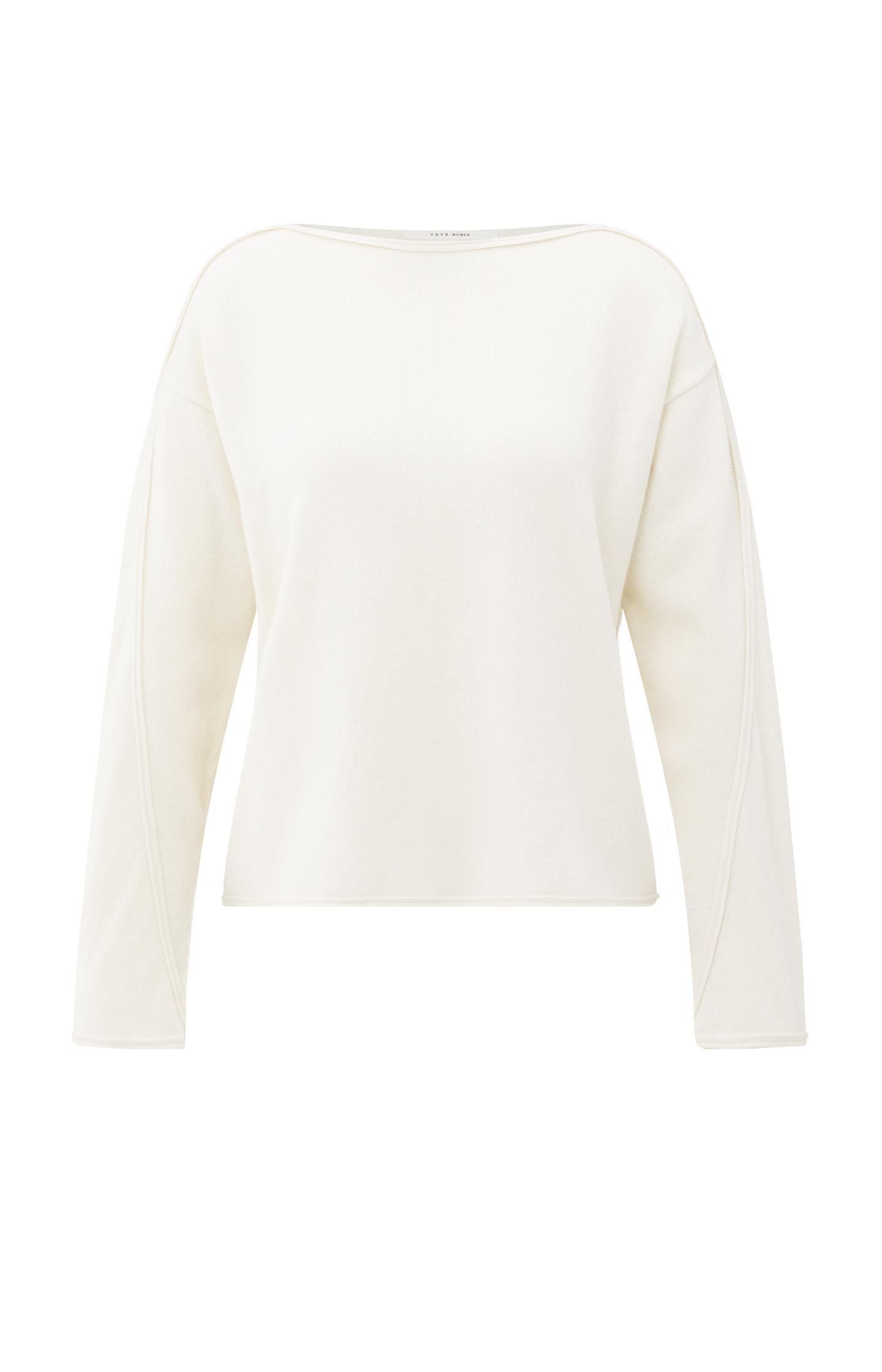Boat neck sweater with refined decorative seams - Type: product