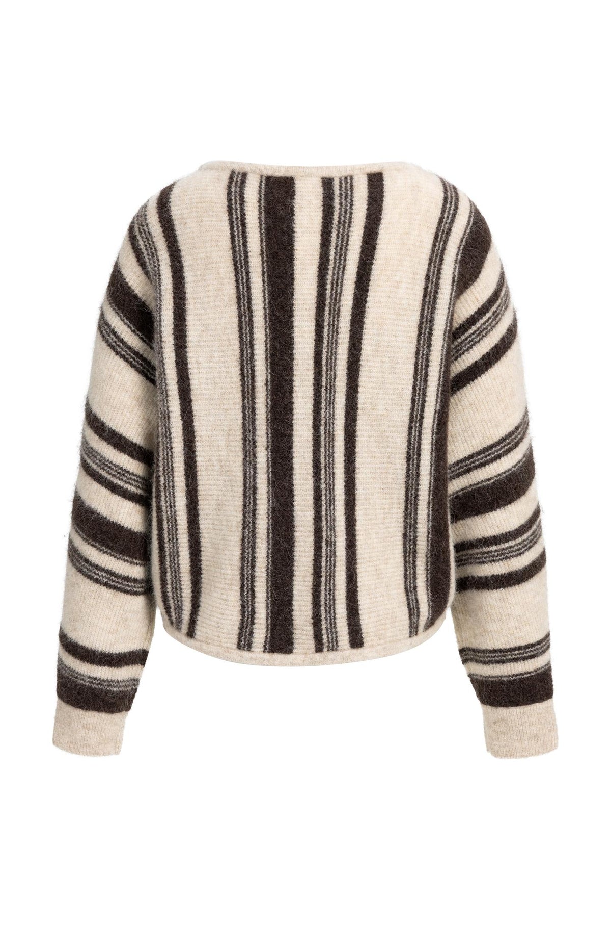 Boat neck sweater with striped pattern - Light Beige Dessin