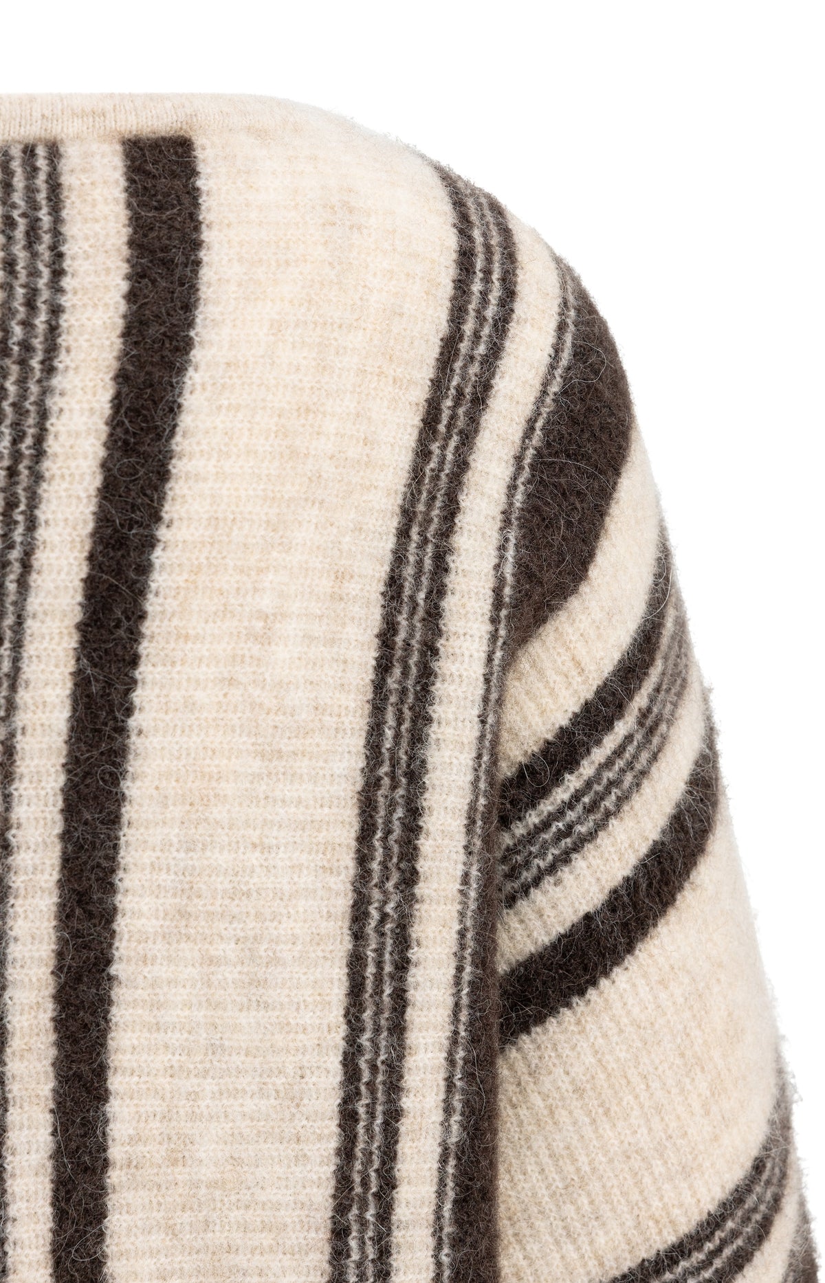 Boat neck sweater with striped pattern - Light Beige Dessin