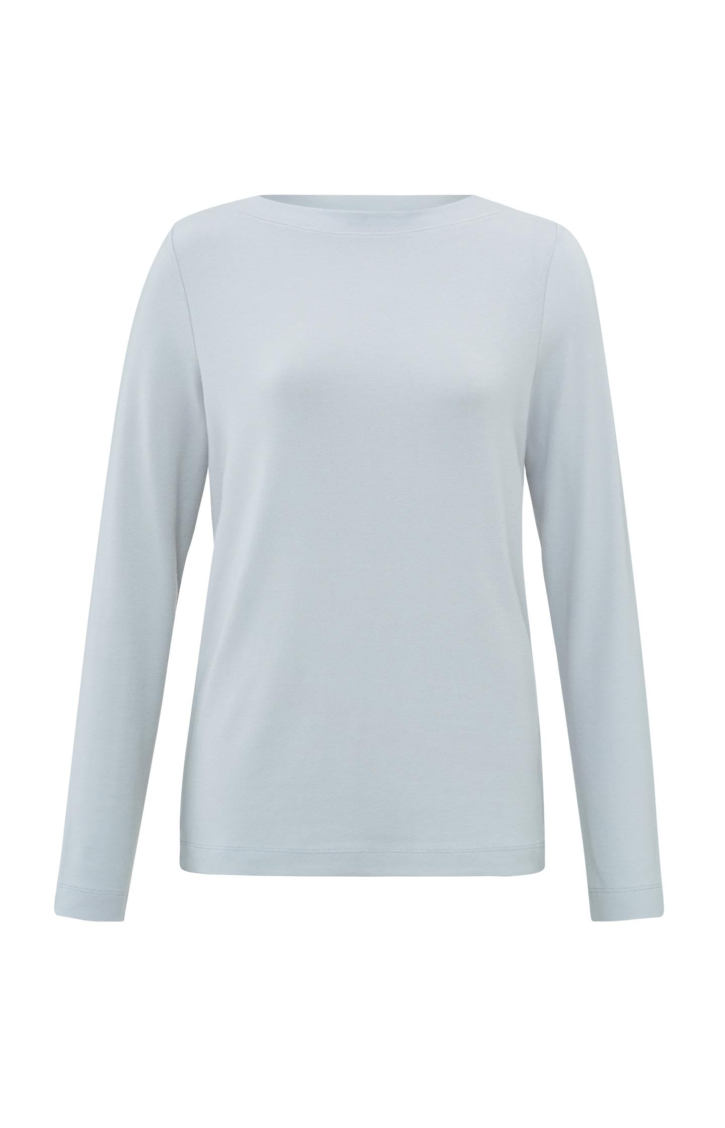 Boat neck top with long sleeves and fitted fit - Type: product