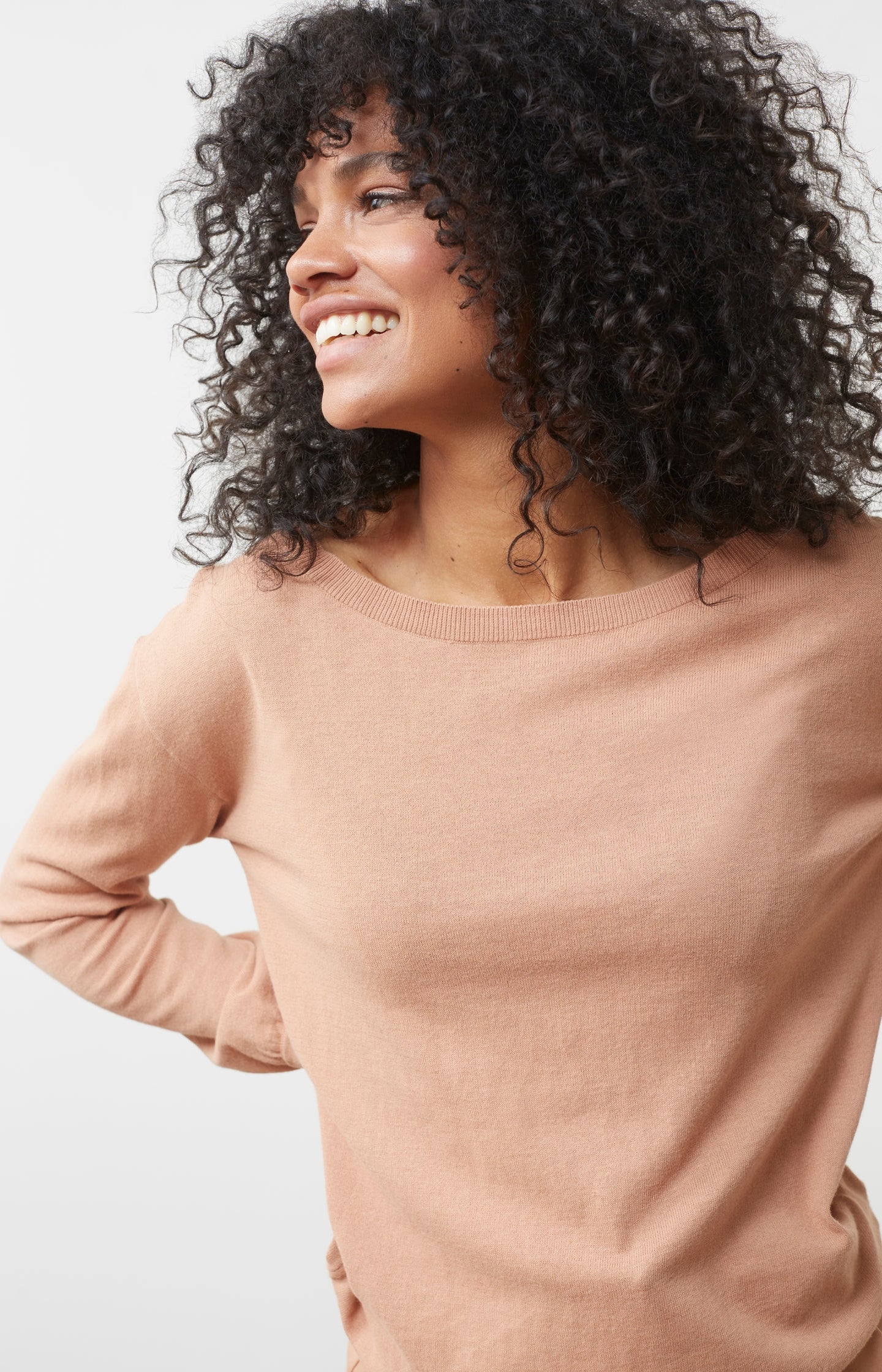 Boatneck sweater with long sleeves and dropped shoulders