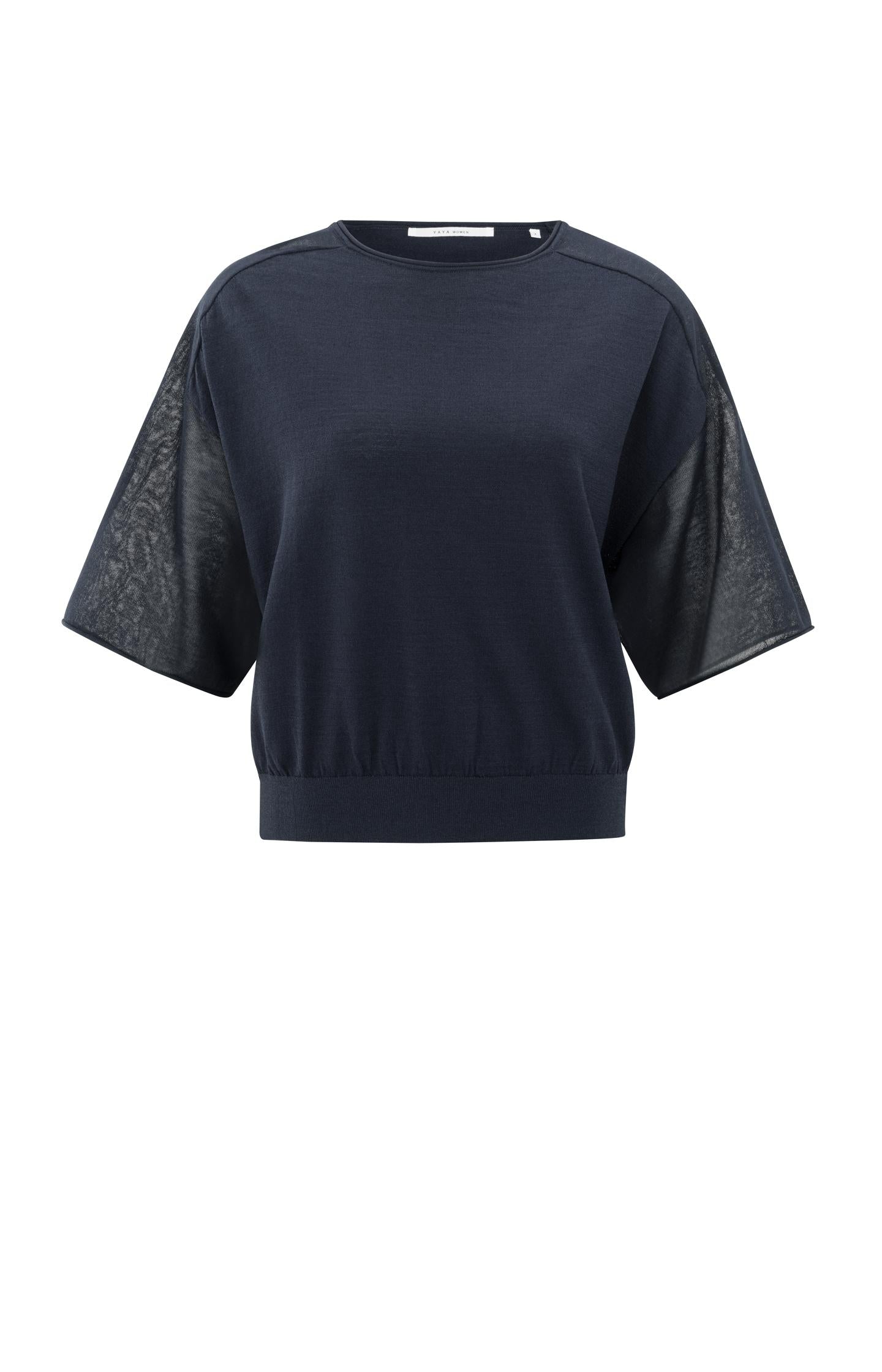 Boatneck sweater with transparence parts - Type: product