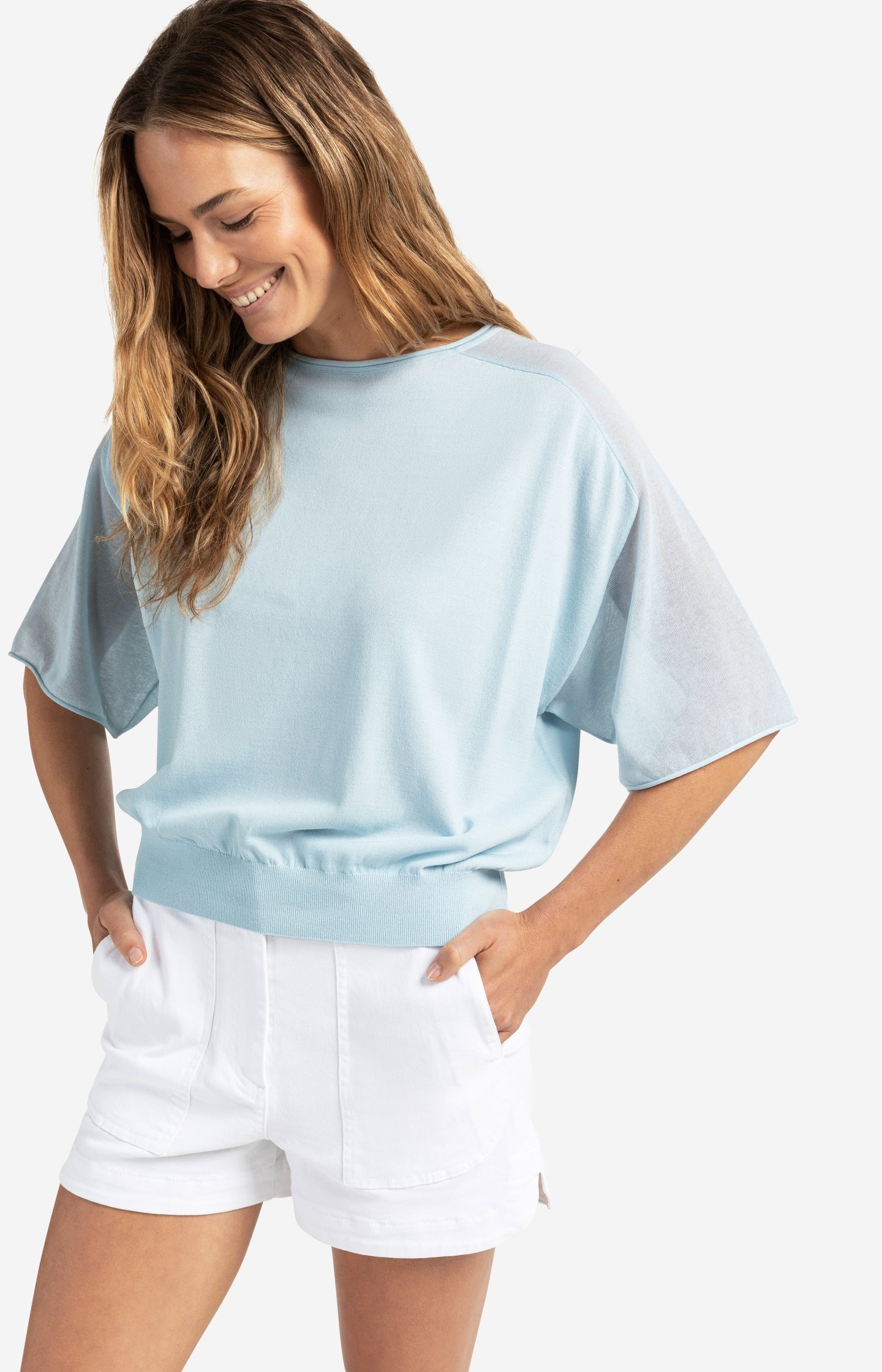 Boatneck sweater with transparence parts