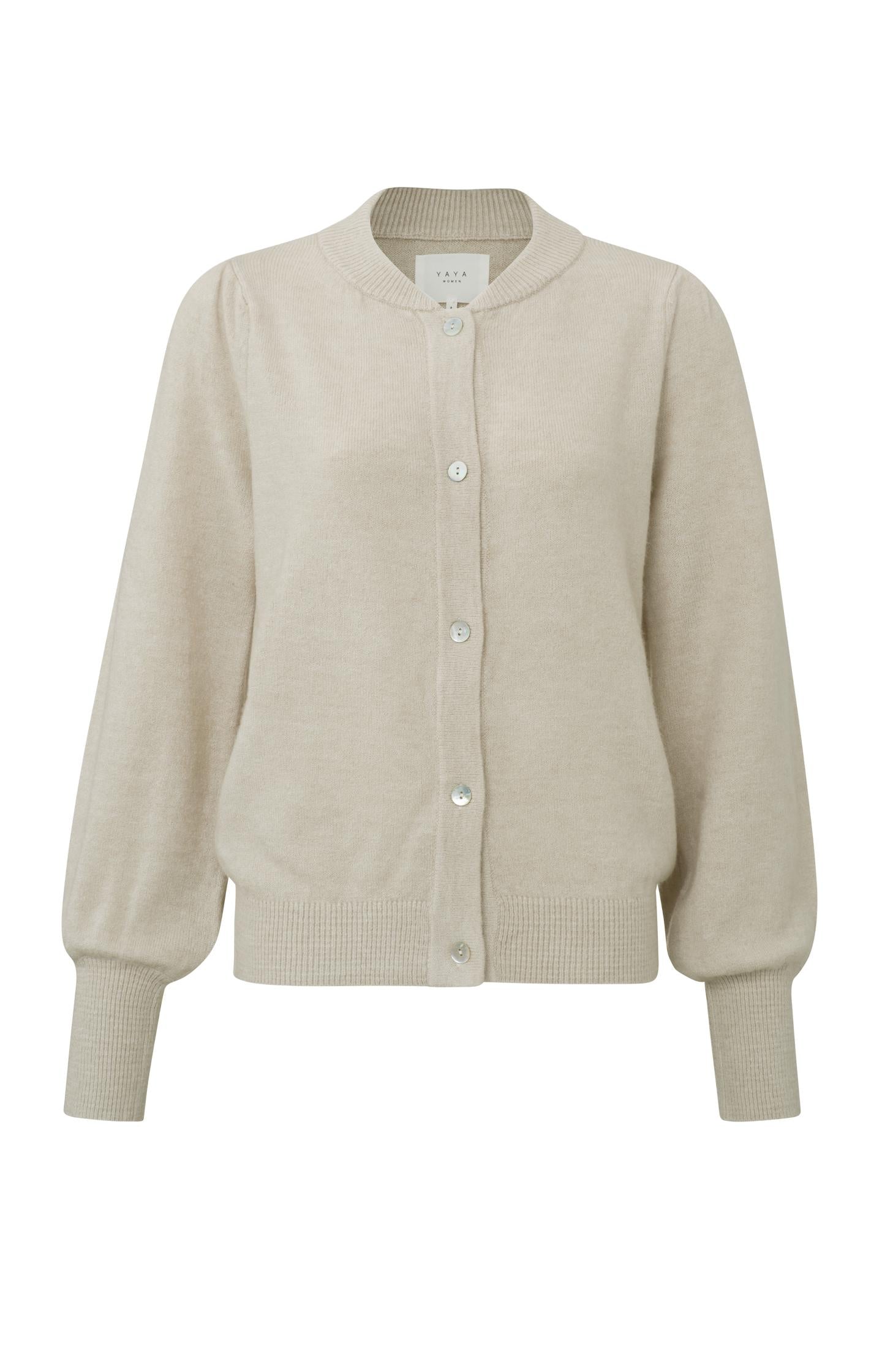 Bomber cardigan with long sleeves, buttons and ribbed detail - Type: product