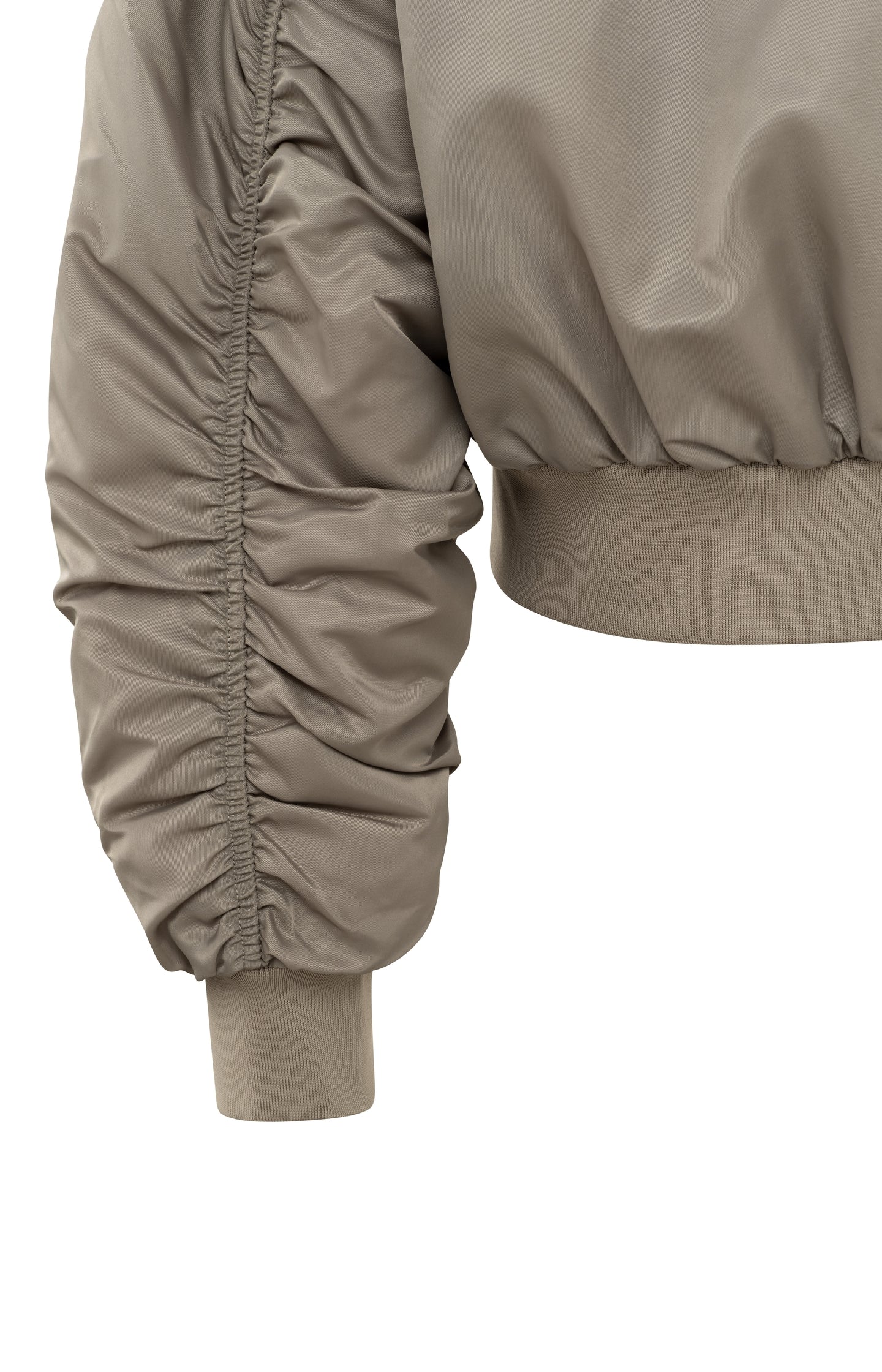 Bomber jacket with trenchcoat details and pleated sleeves