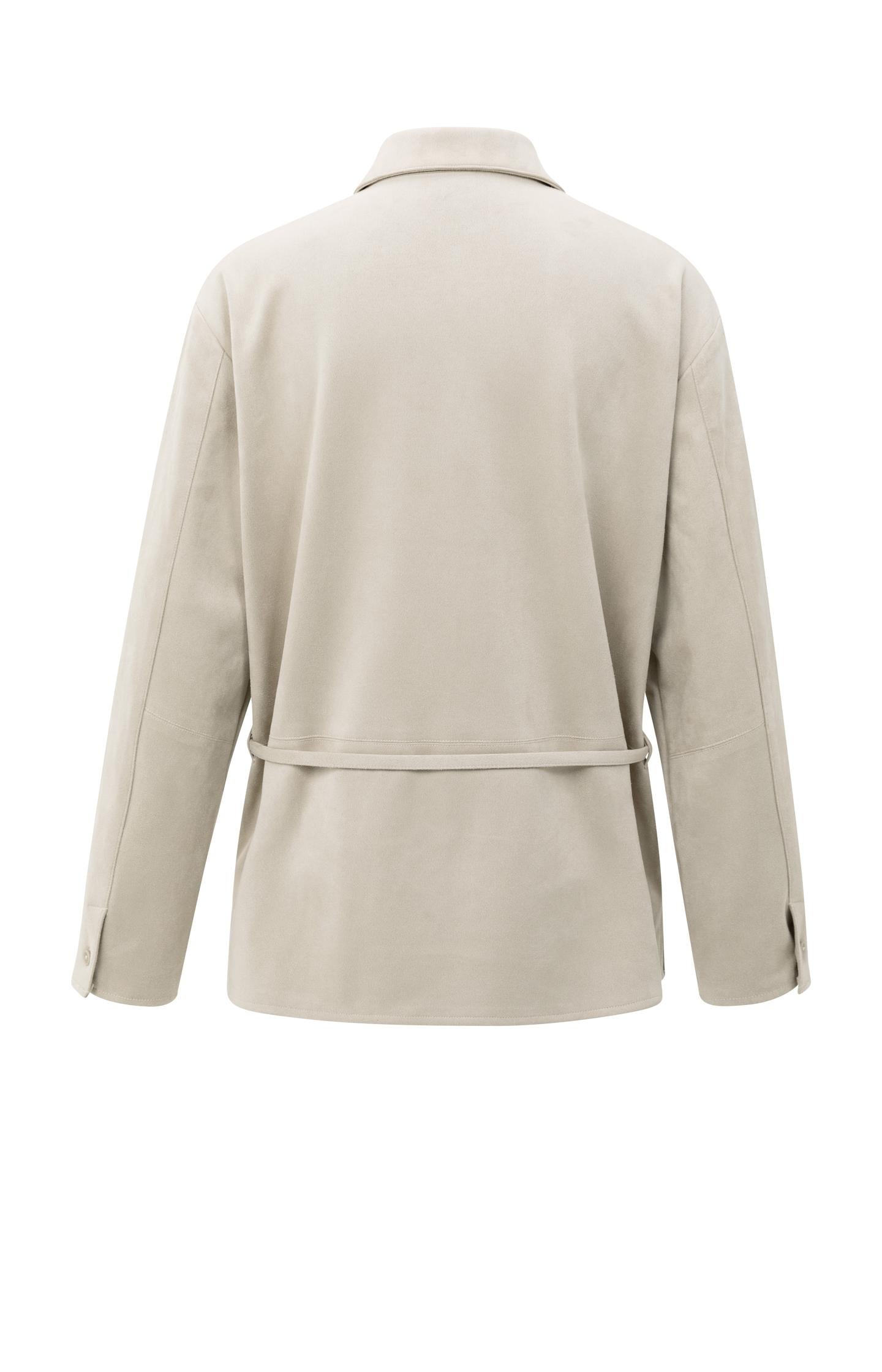 Boouse with suede-look and thin belt