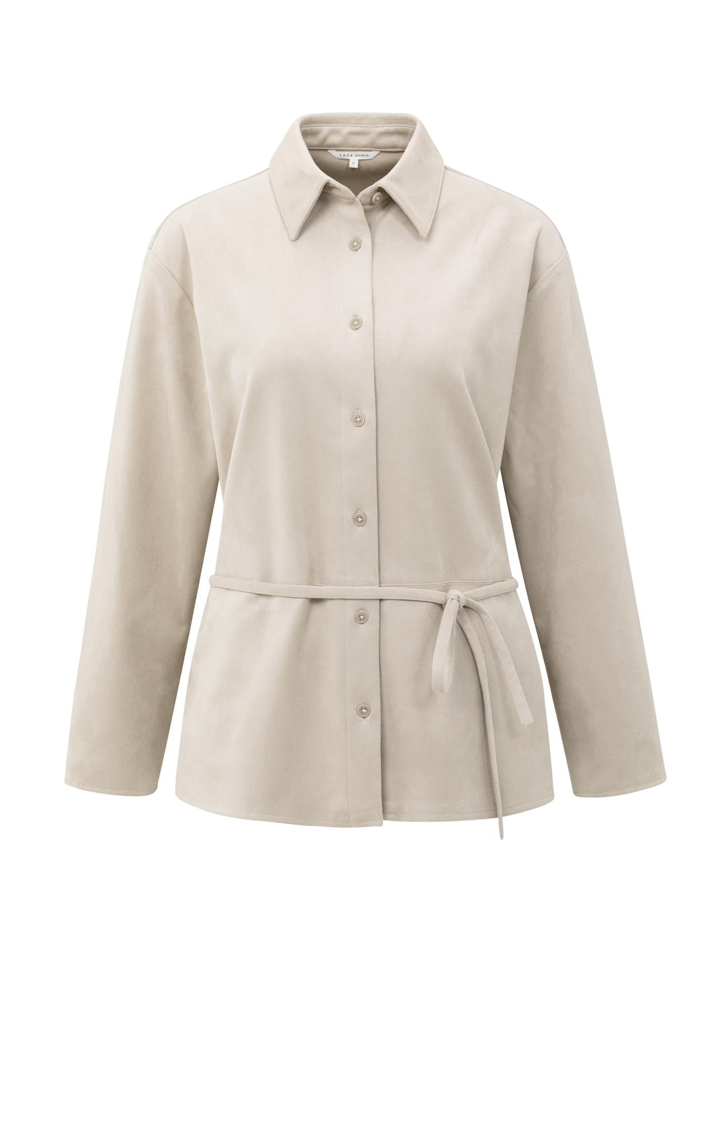 Boouse with suede-look and thin belt