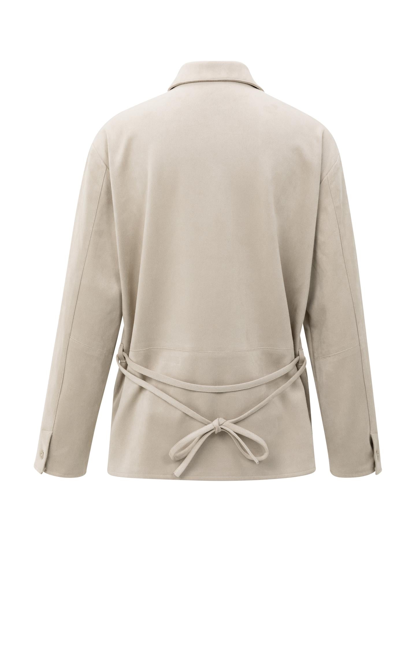 Boouse with suede-look and thin belt