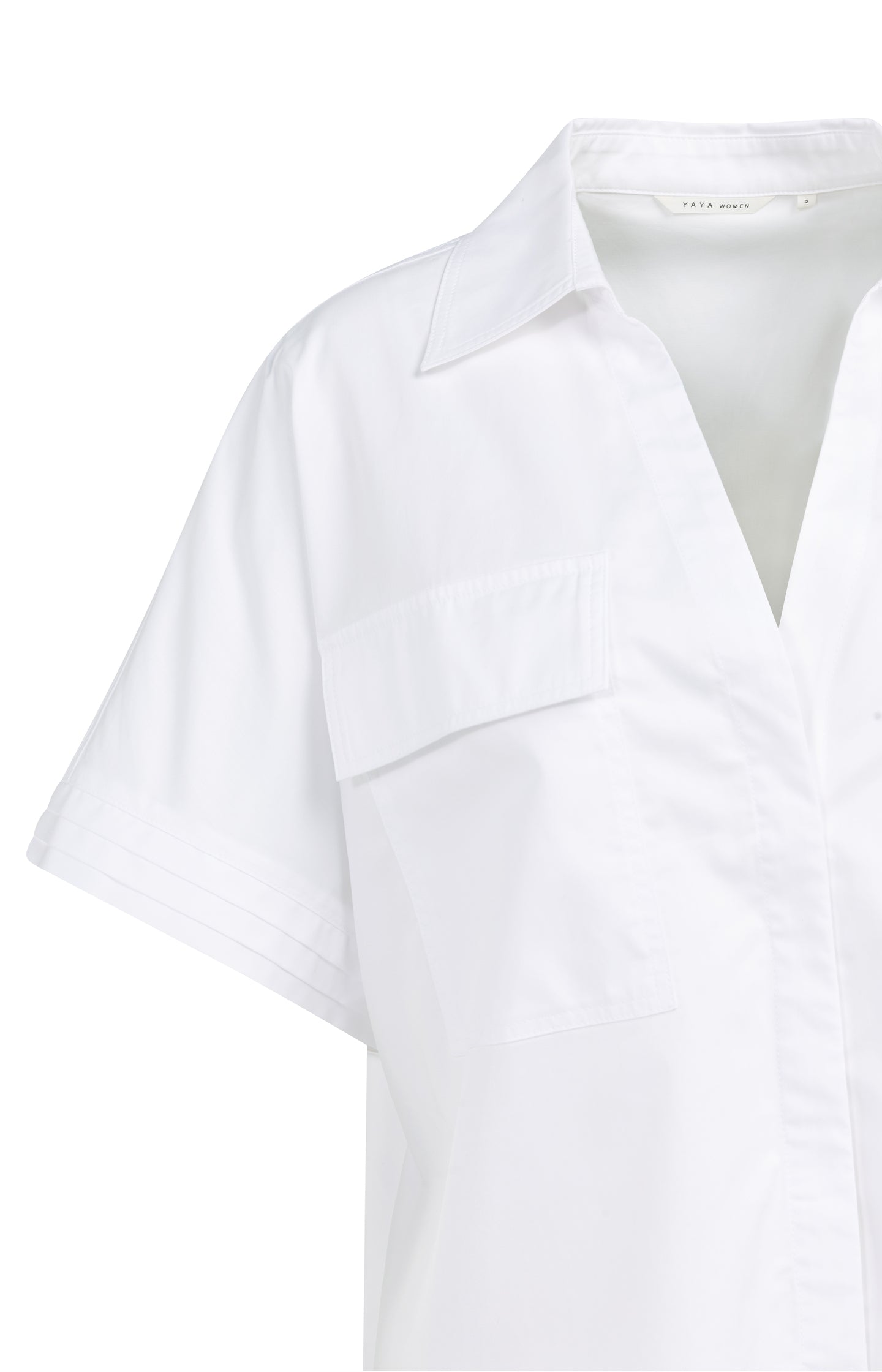 Boxy blouse with chest pockets and pleated sleeves