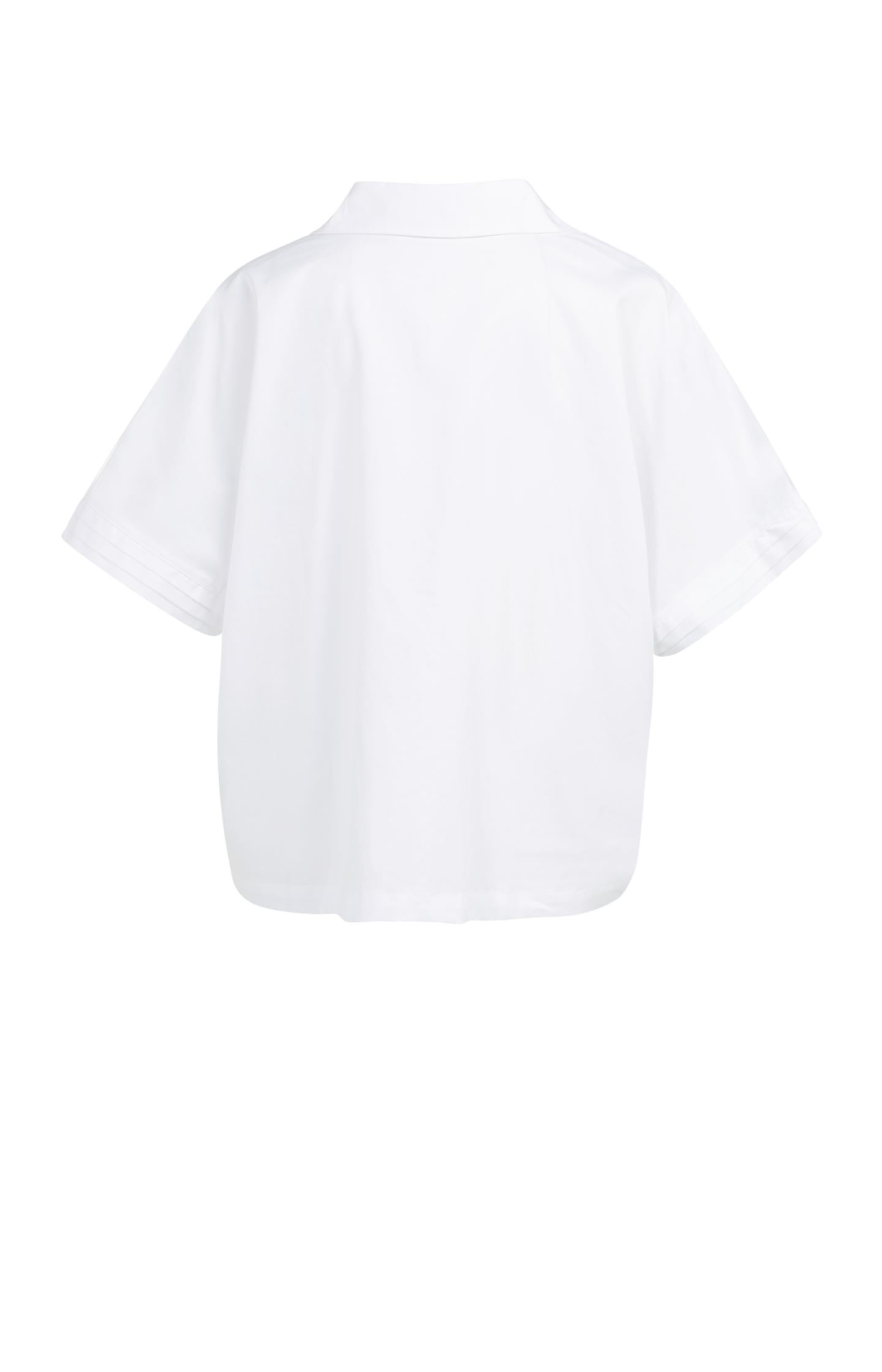 Boxy blouse with chest pockets and pleated sleeves