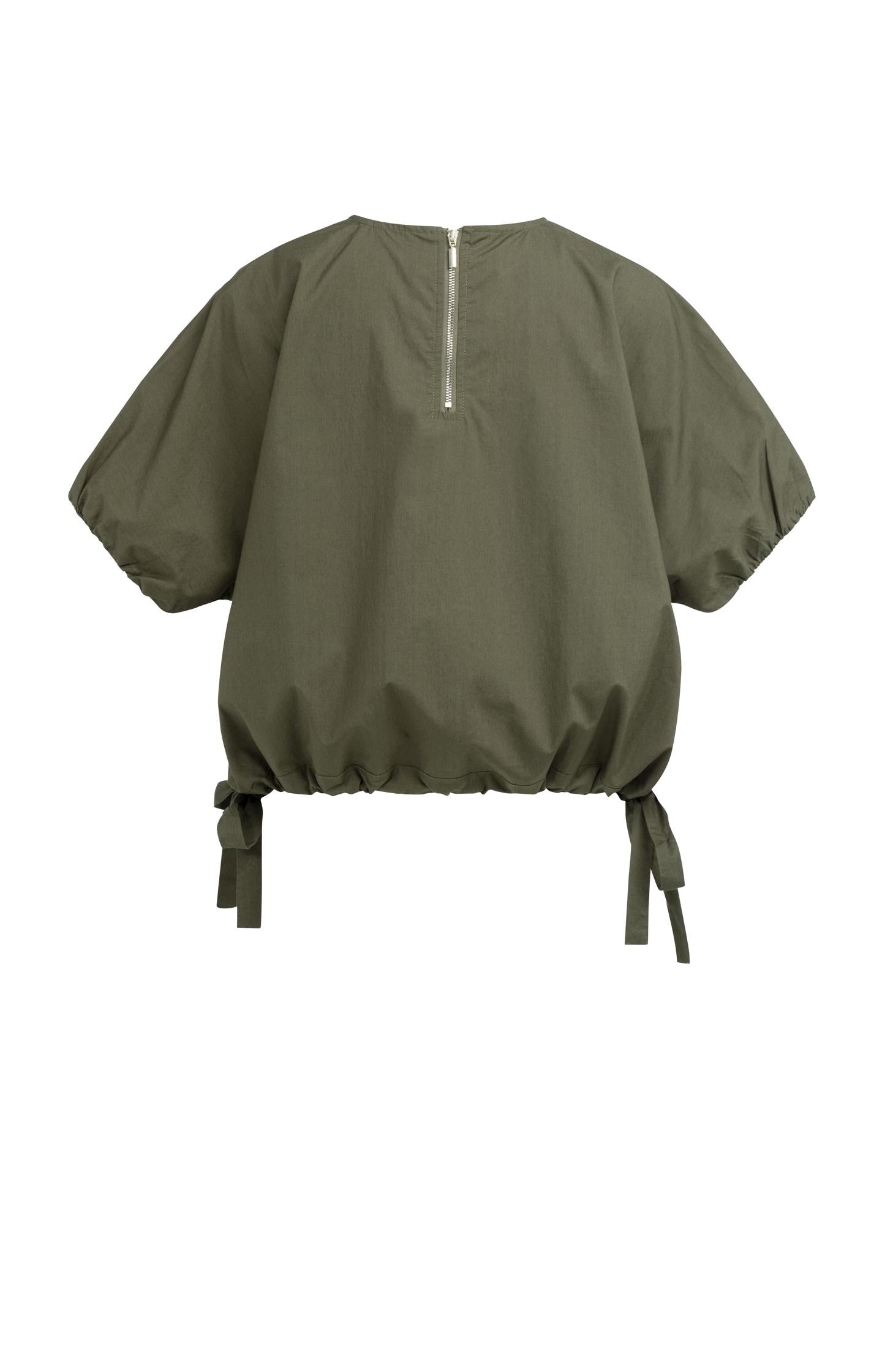 Boxy top with adjustable waist and puff sleeves