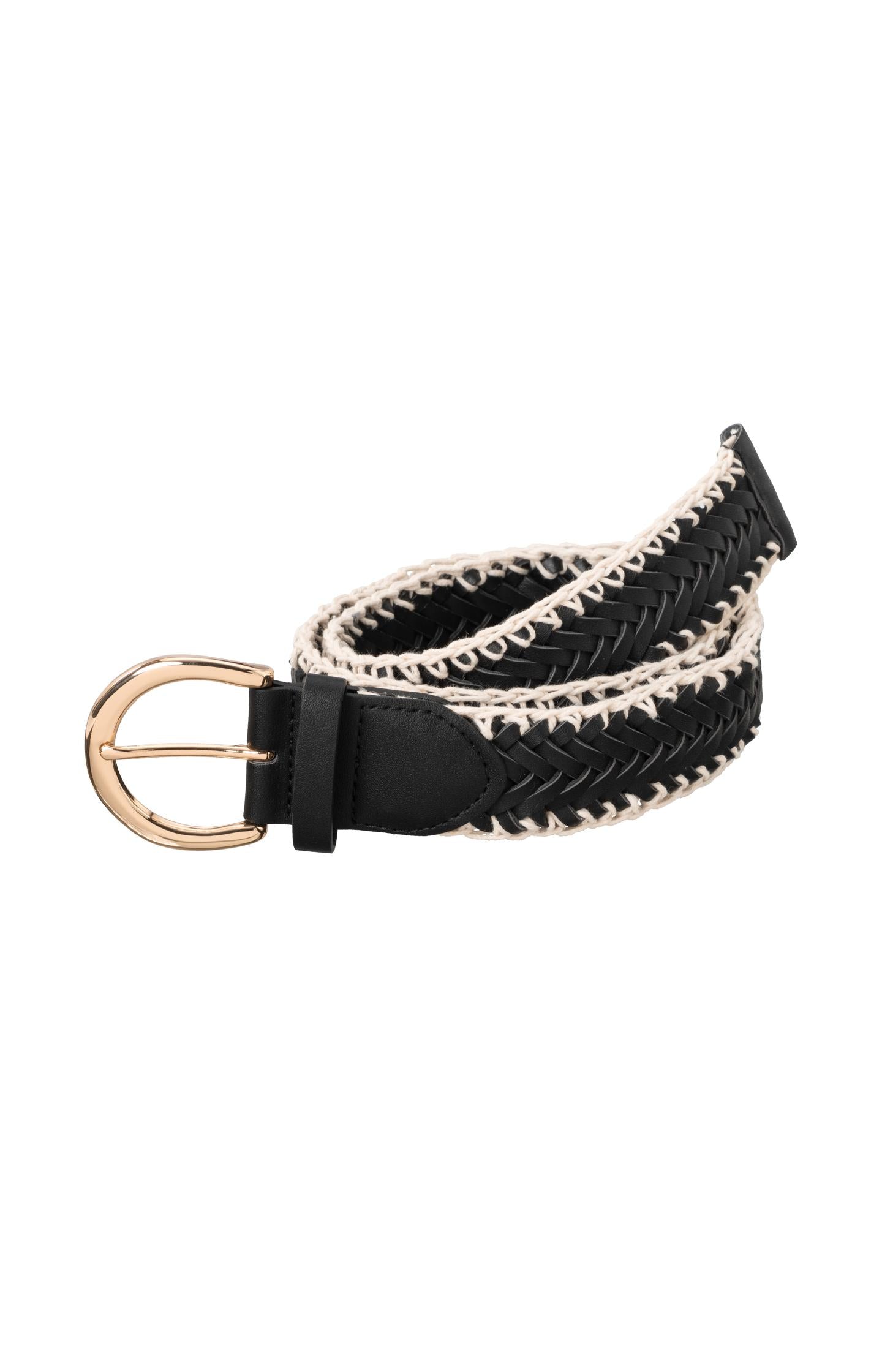 Braided belt with oval buckle - Black - Type: product